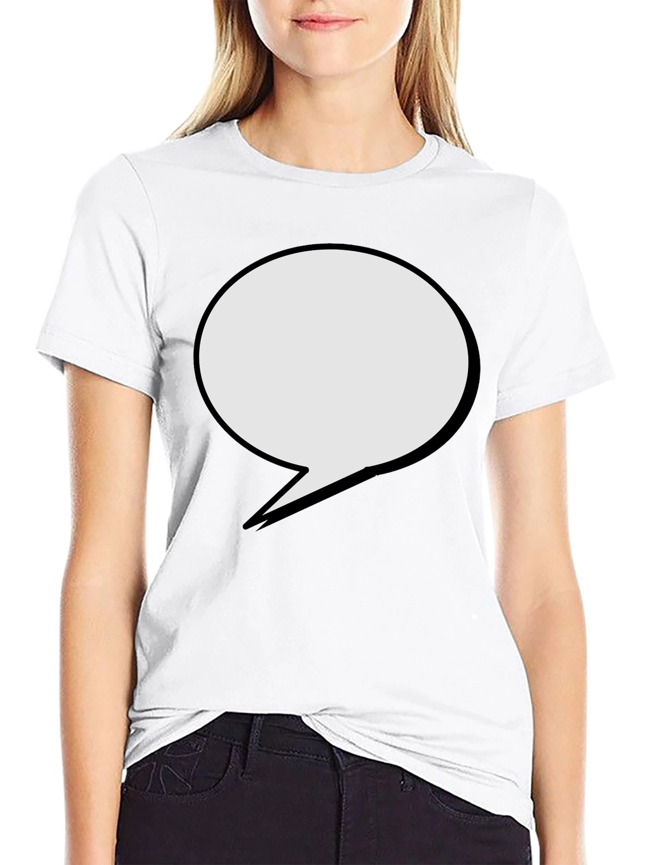 Black T-Shirt with Speech Bubble Graphic