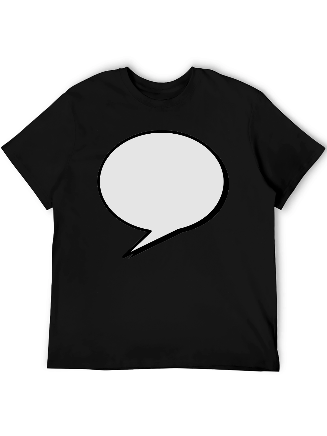 Black T-Shirt with Speech Bubble Graphic