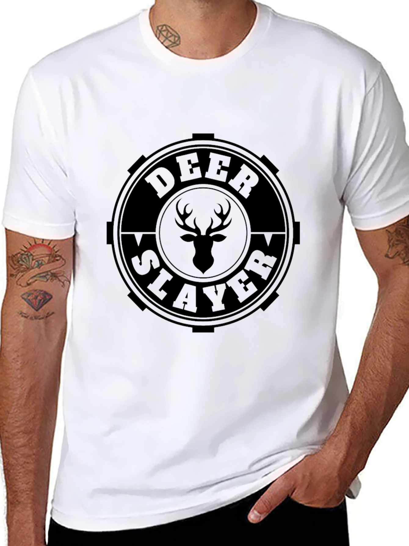 Deer Slayer Graphic T-Shirt - Black Cotton Tee