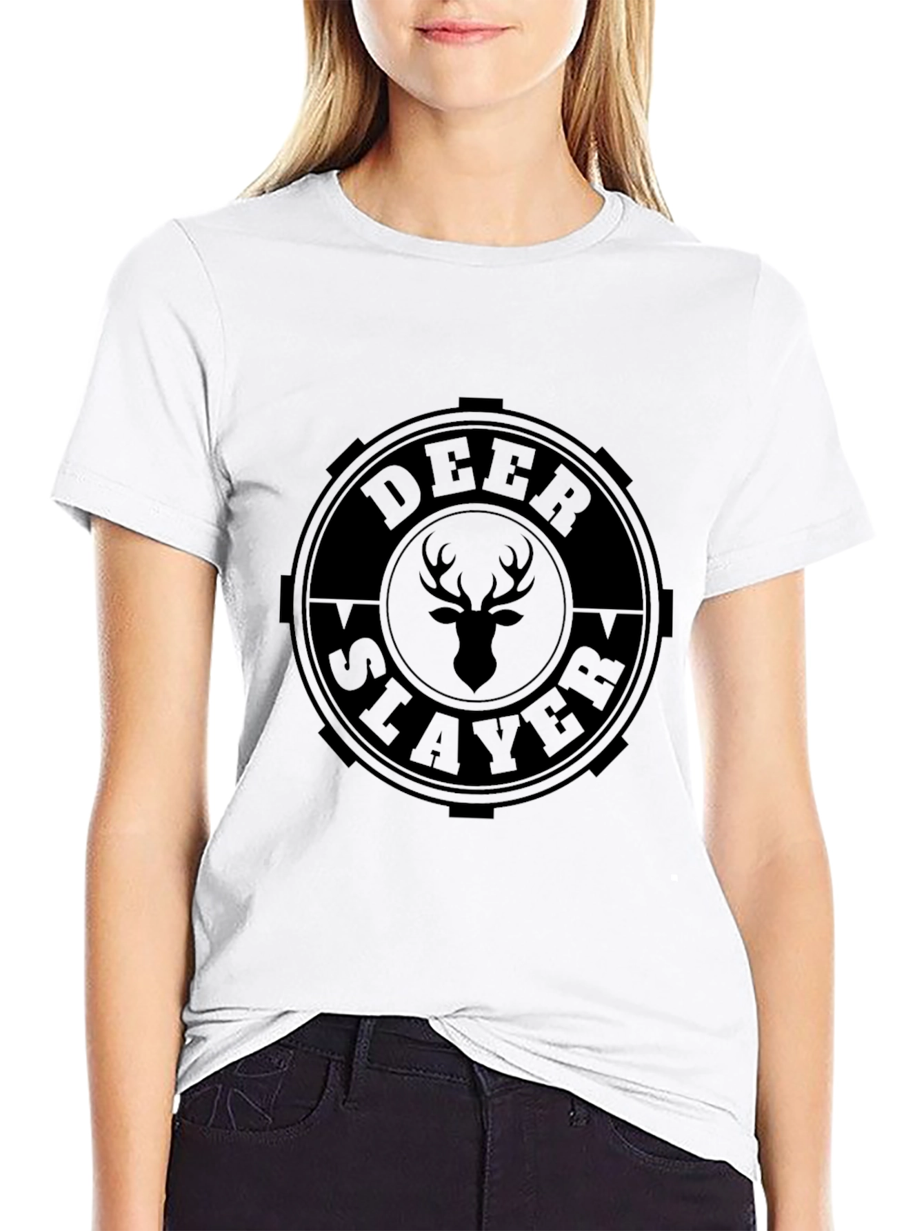 Deer Slayer Graphic T-Shirt - Black Cotton Tee