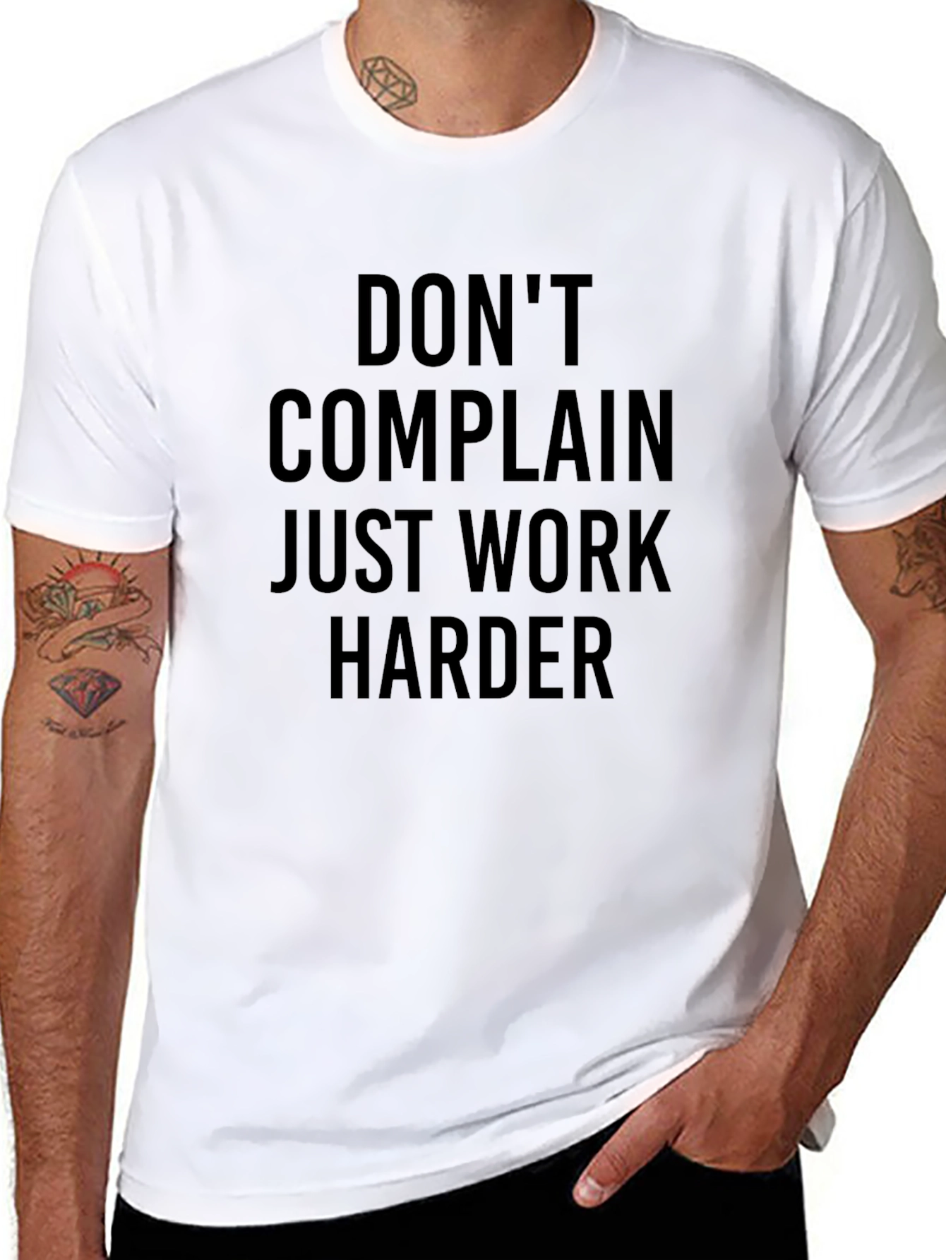 Motivational Black T-Shirt - Dont Complain Work Harder
