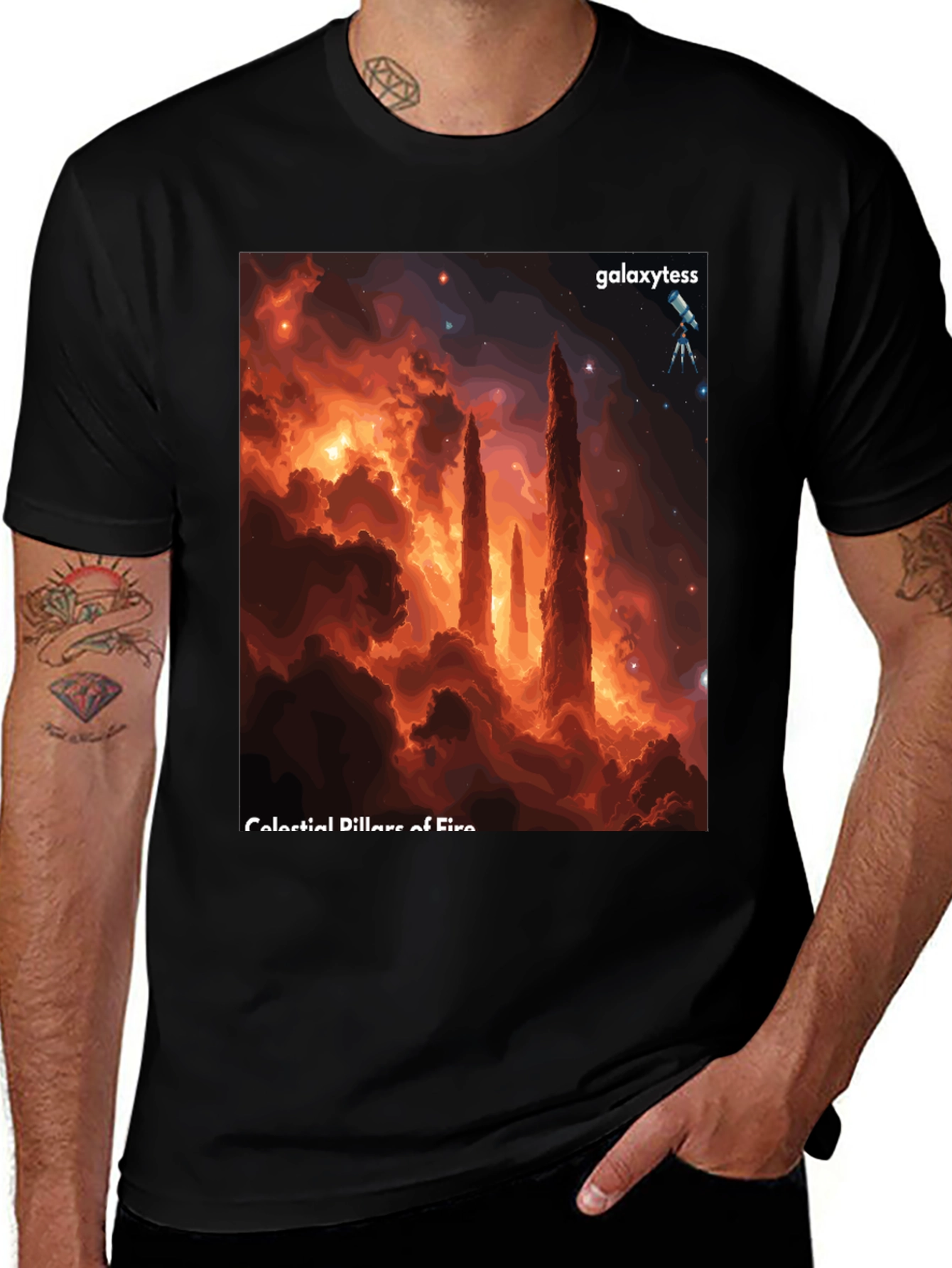 Celestial Pillars of Fire Graphic Tee