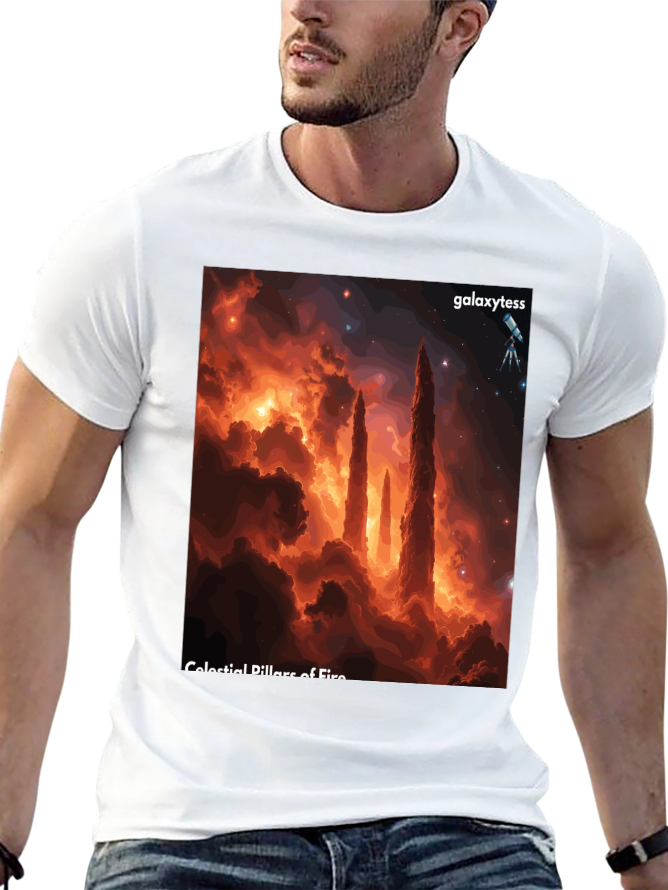 Celestial Pillars of Fire Graphic Tee
