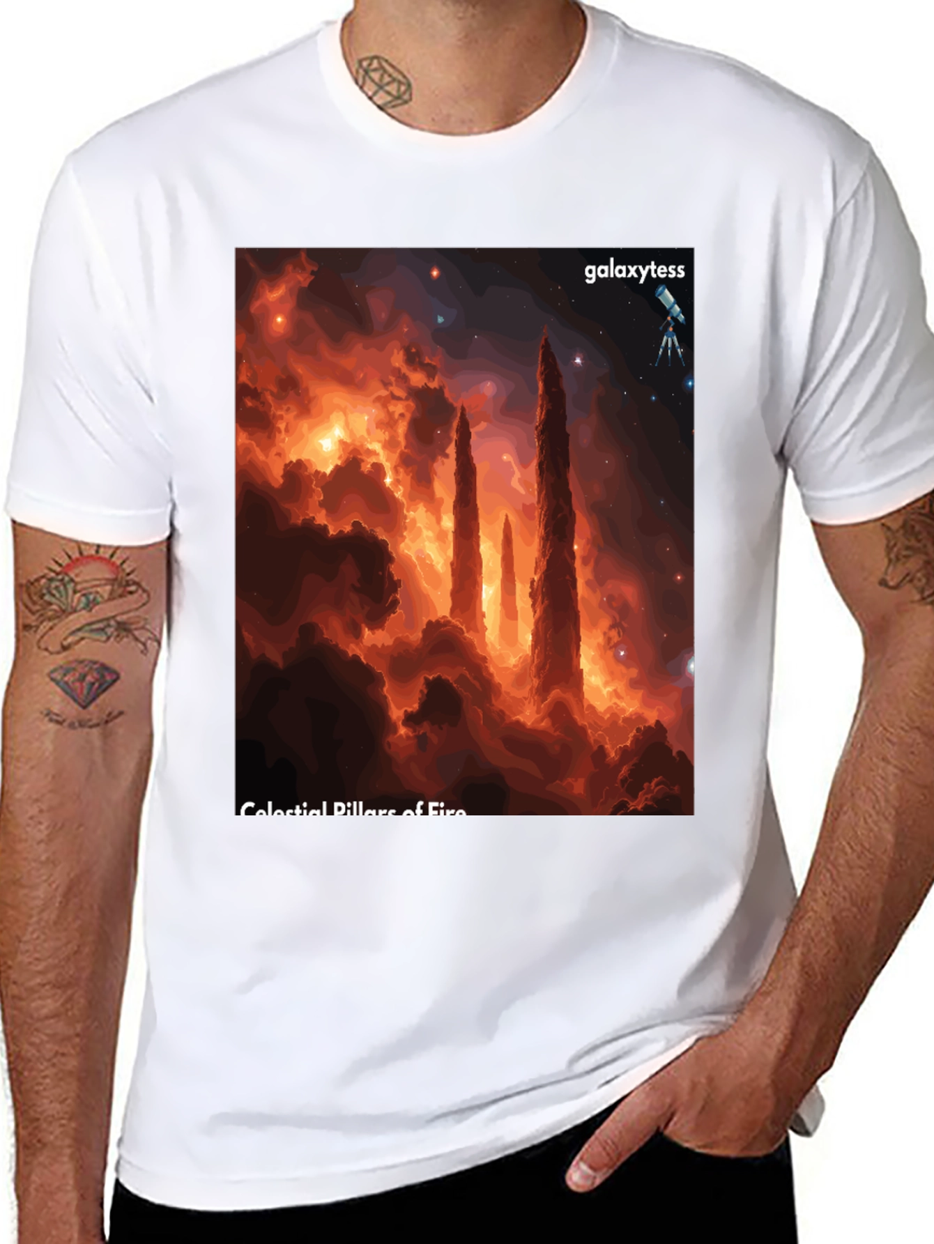 Celestial Pillars of Fire Graphic Tee