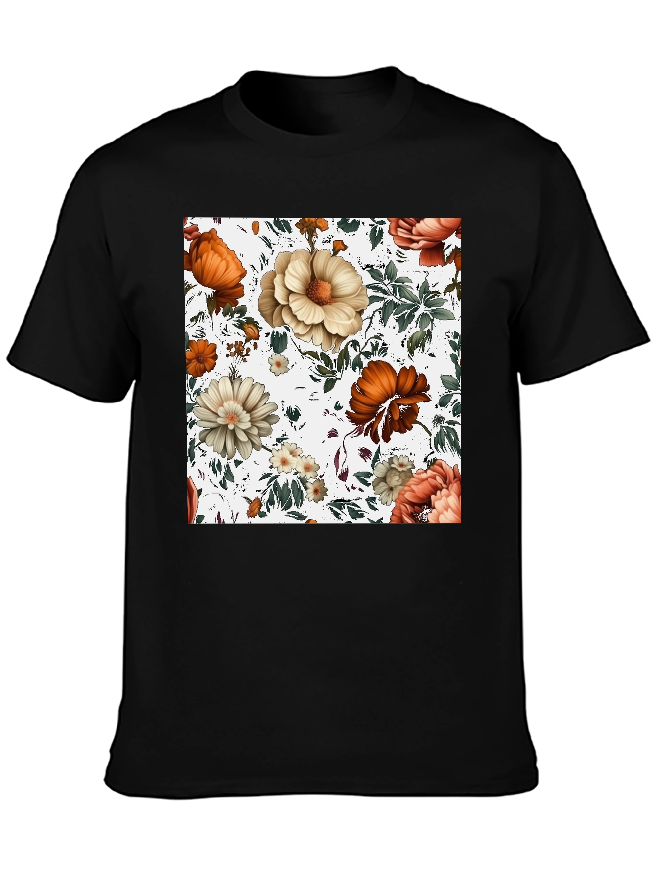 Floral Print Crew Neck Tee
