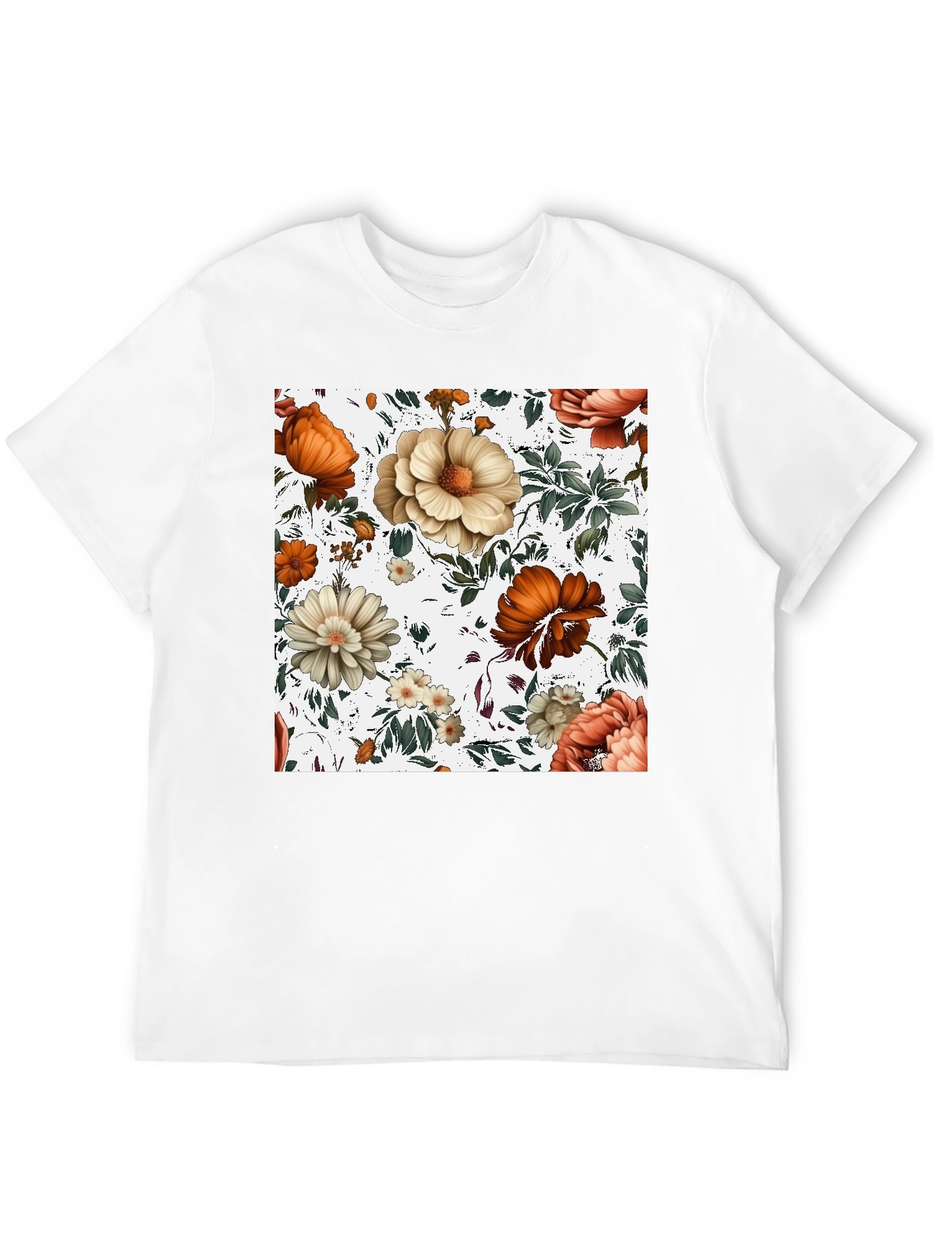 Floral Print Crew Neck Tee