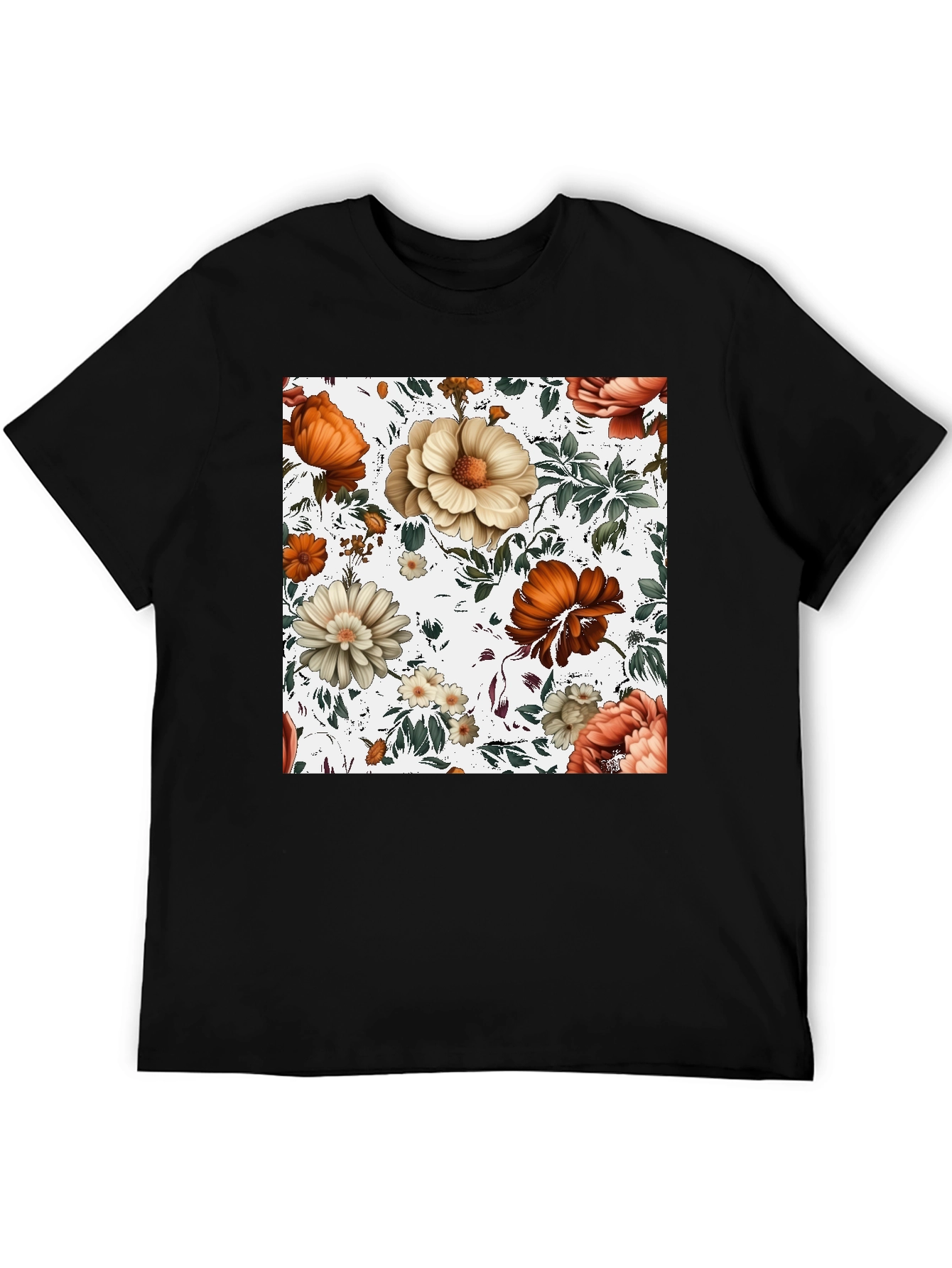 Floral Print Crew Neck Tee