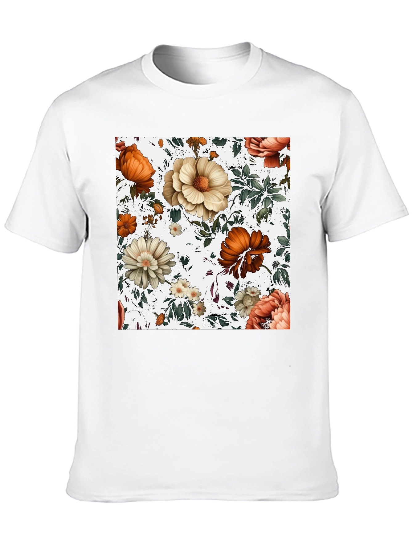 Floral Print Crew Neck Tee