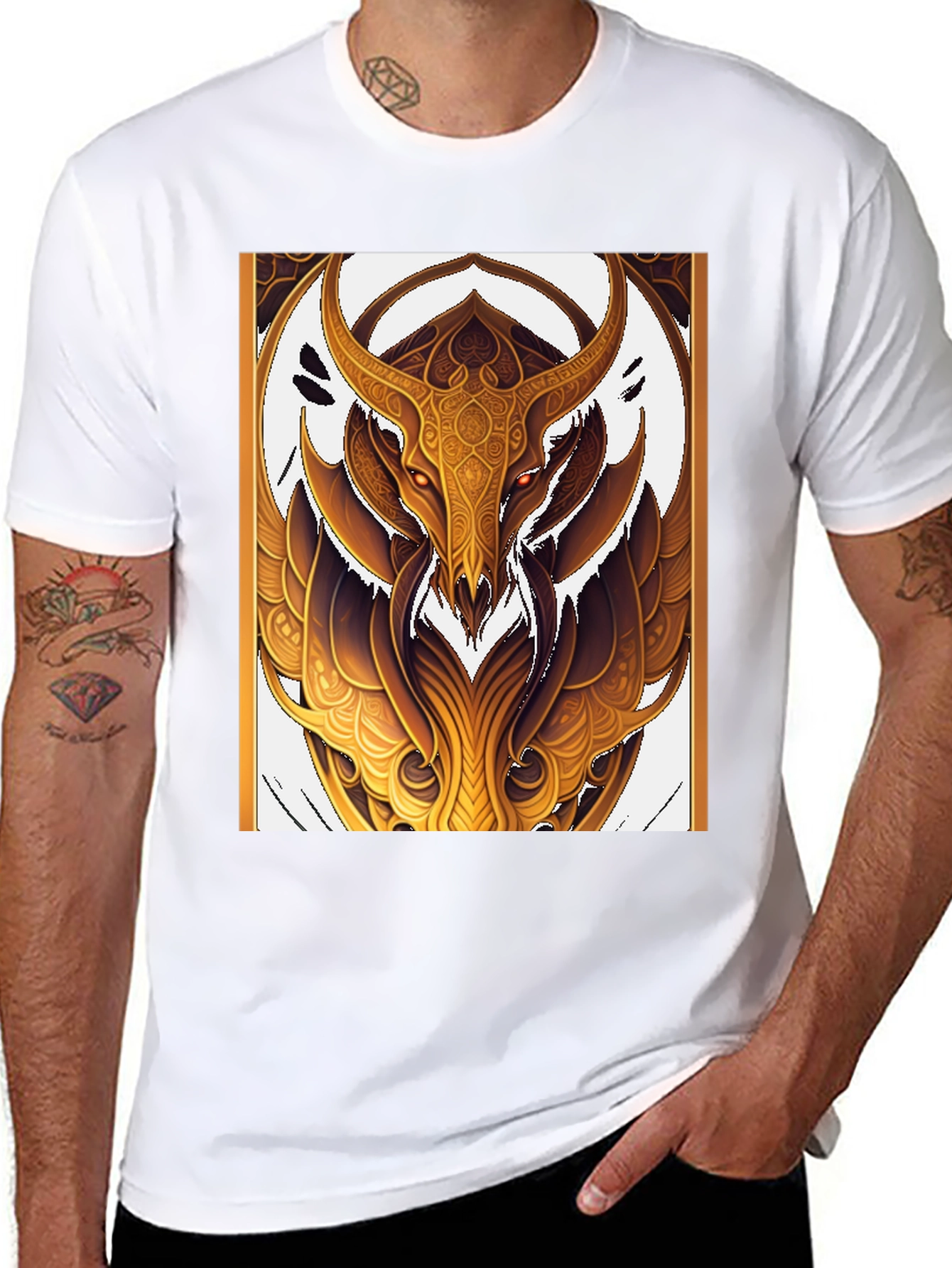 Golden Minotaur Graphic Black T-Shirt