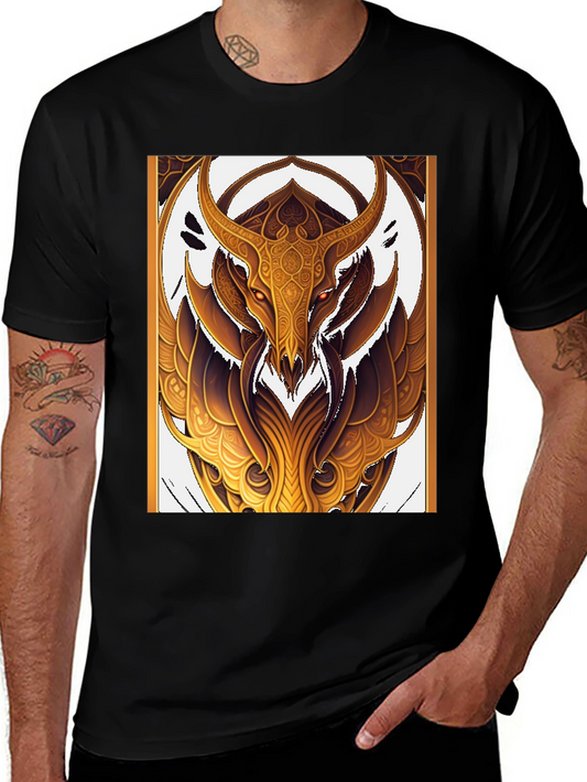 Golden Minotaur Graphic Black T-Shirt