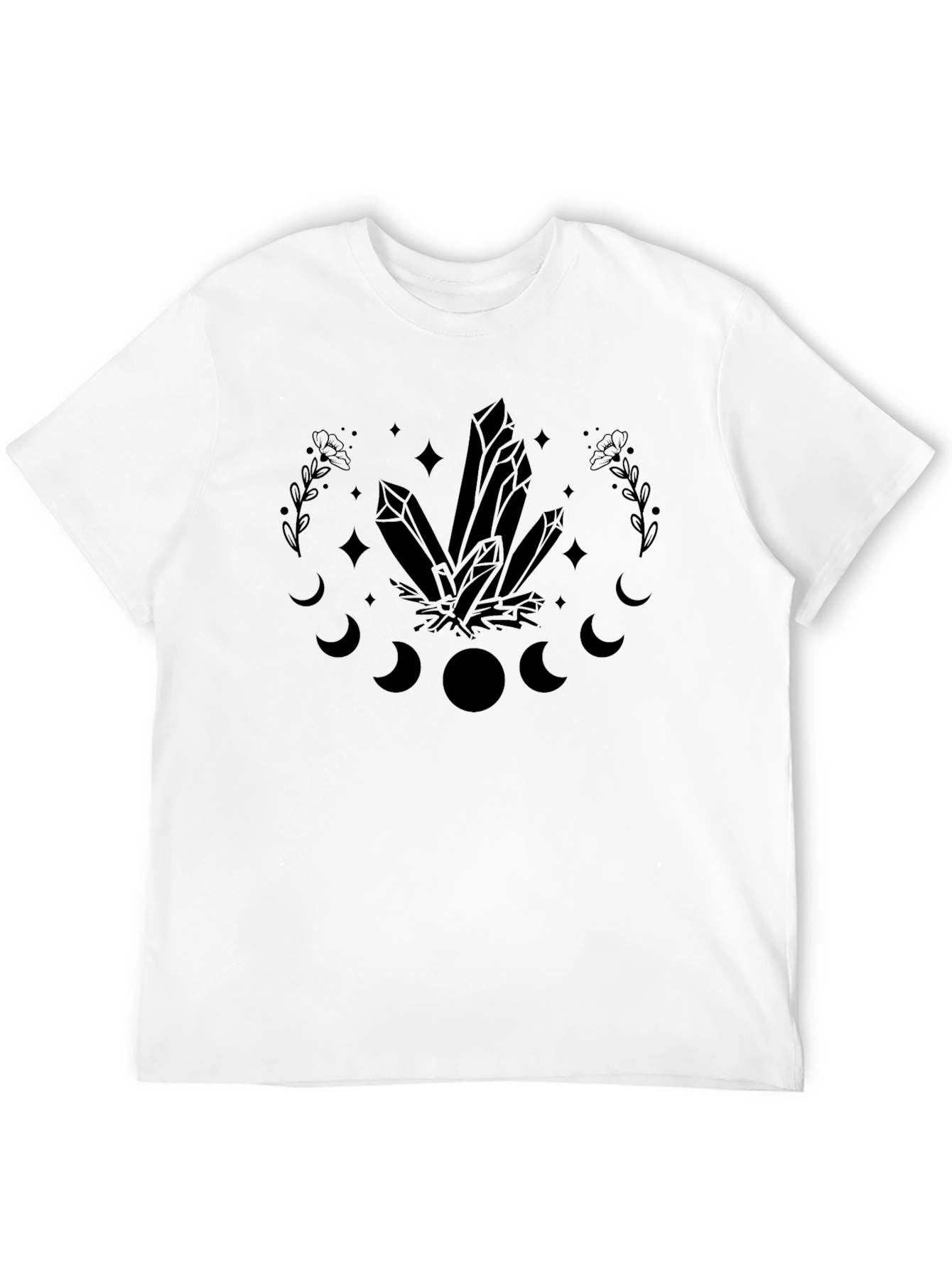 Crystal Moon Phase Graphic Tee - Unisex Black T-Shirt