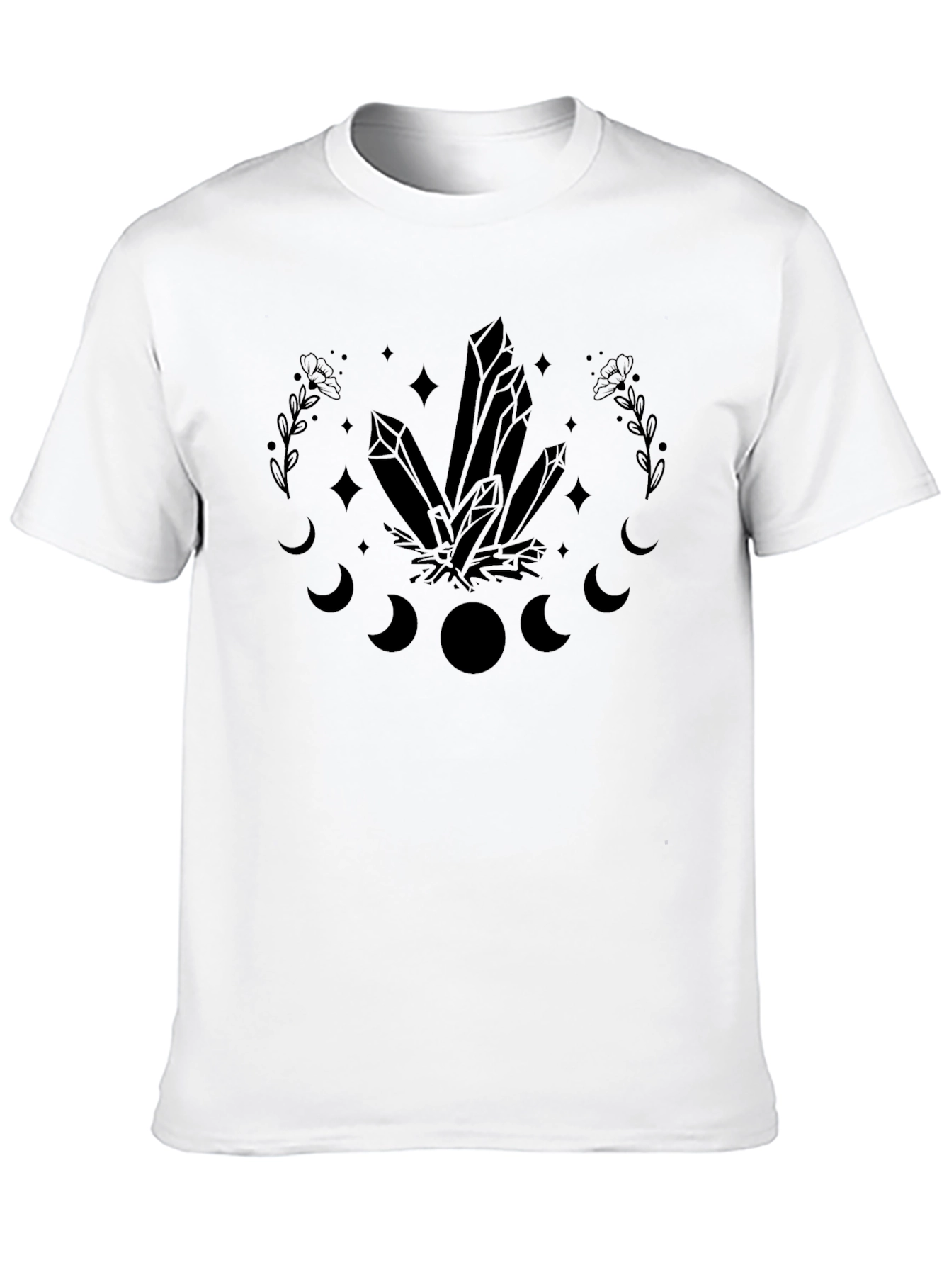Crystal Moon Phase Graphic Tee - Unisex Black T-Shirt