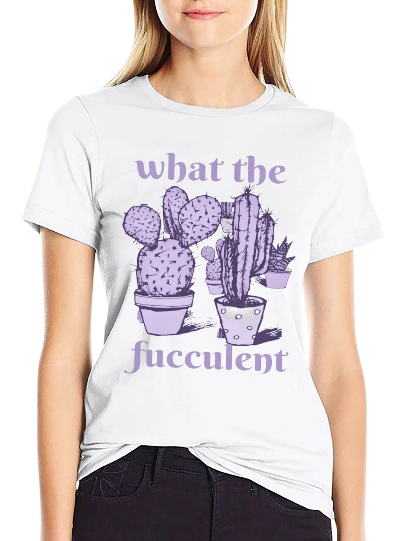 What The Fucculent Black T-Shirt - Cactus Graphic Tee