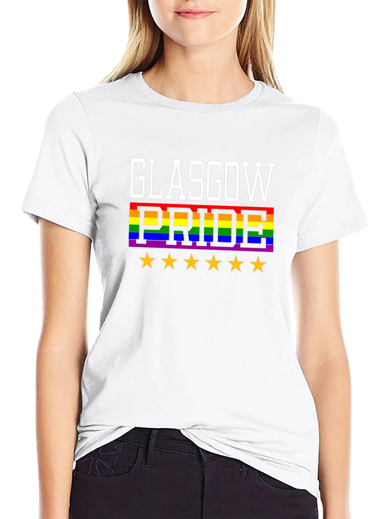 Glasgow Pride T-Shirt - LGBTQ+ Rainbow Star Design