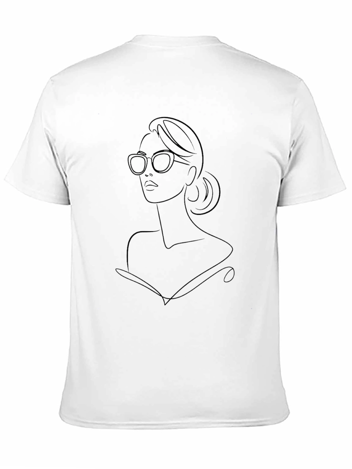 Black T-Shirt with Line Art Woman