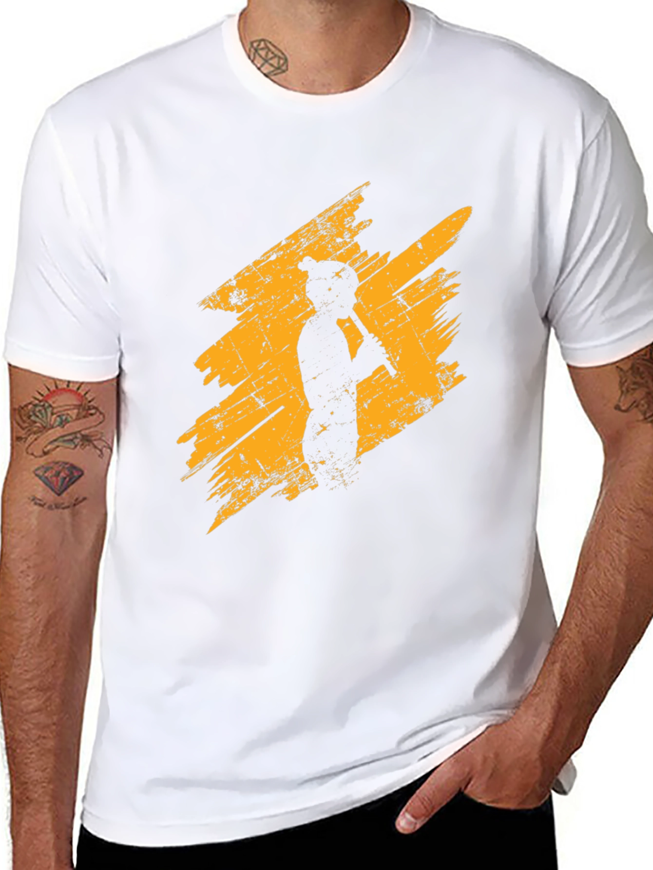 Flute Player Graphic Tee - Distressed Style Black T-Shirt