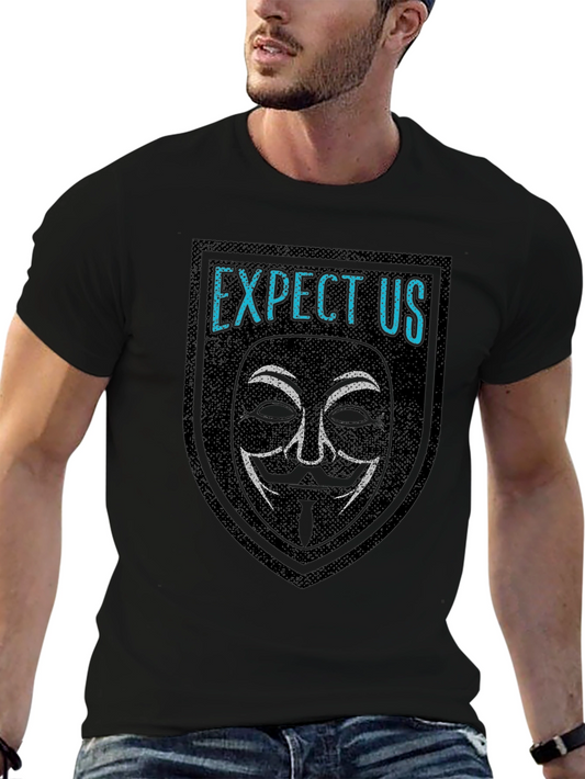 Expect Us Mask Graphic Black T-Shirt