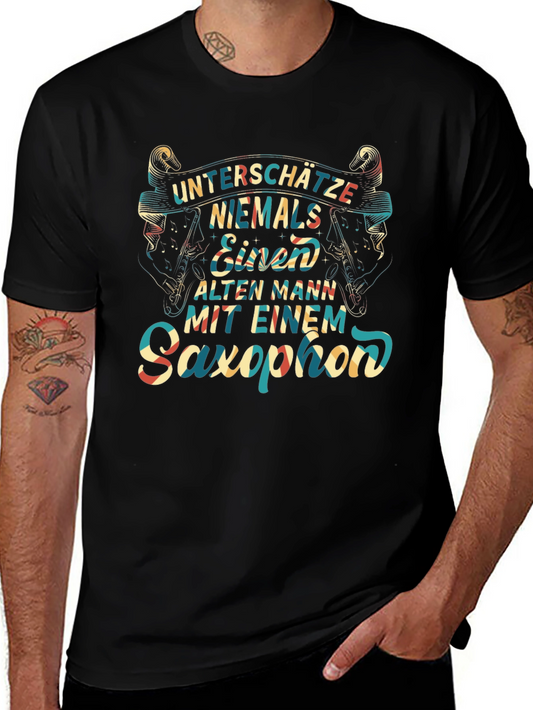 Saxophone Old Man Graphic Tee