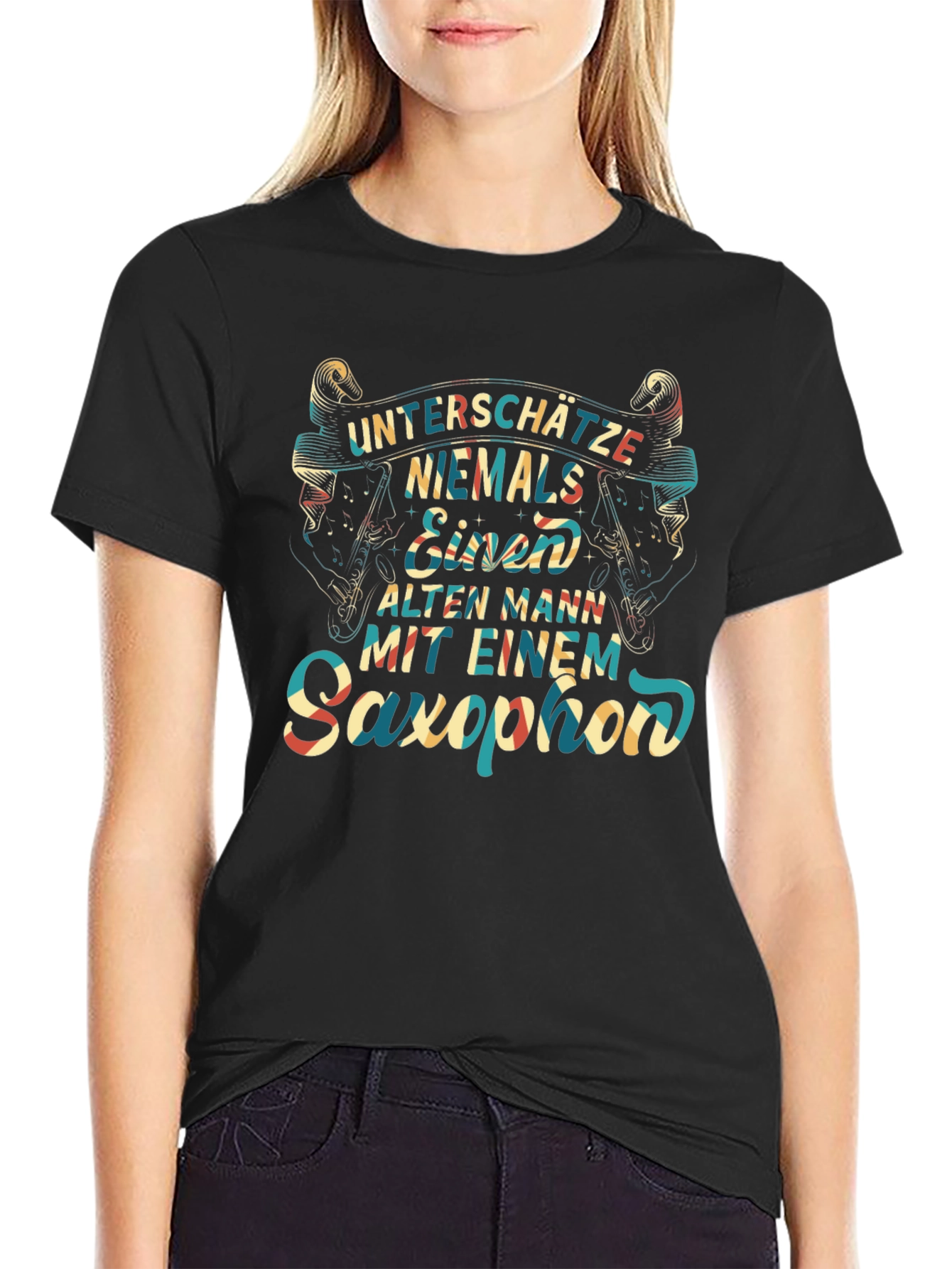 Saxophone Old Man Graphic Tee
