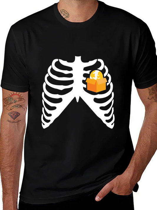 Funny Skeleton Rib Cage Halloween T-Shirt - Boxed Heart