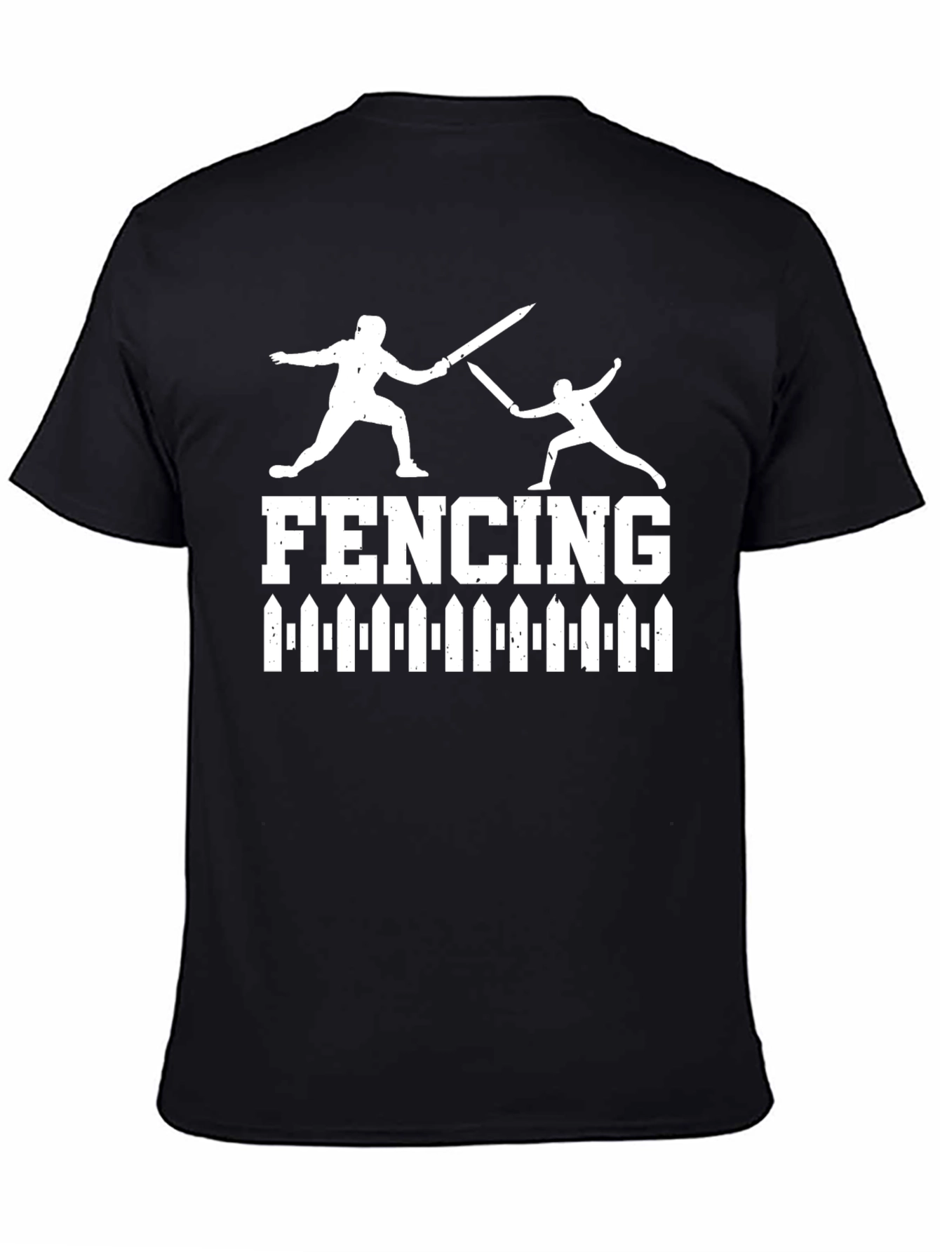 Fencing Graphic Tee - Black Cotton Fencing Design T-Shirt