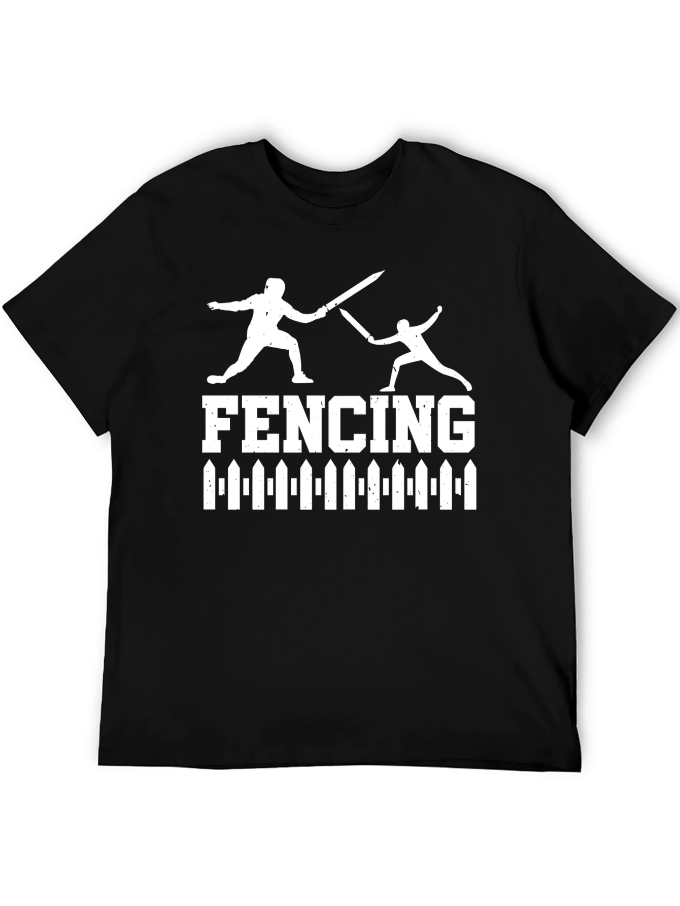 Fencing Graphic Tee - Black Cotton Fencing Design T-Shirt