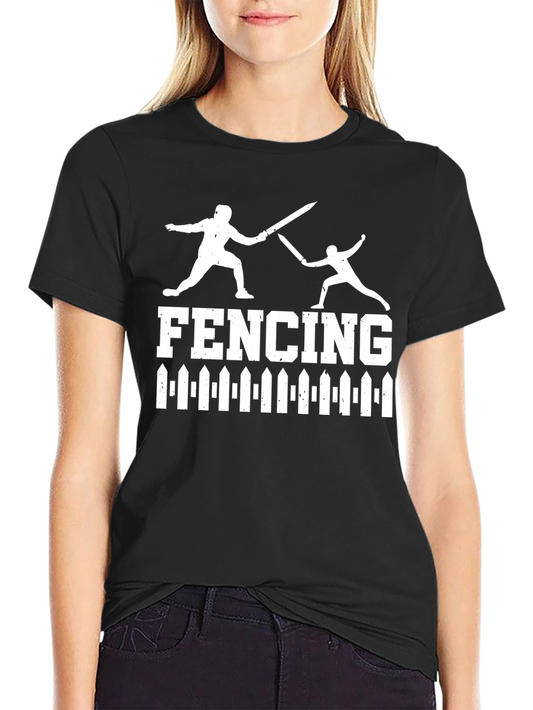 Fencing Graphic Tee - Black Cotton Fencing Design T-Shirt