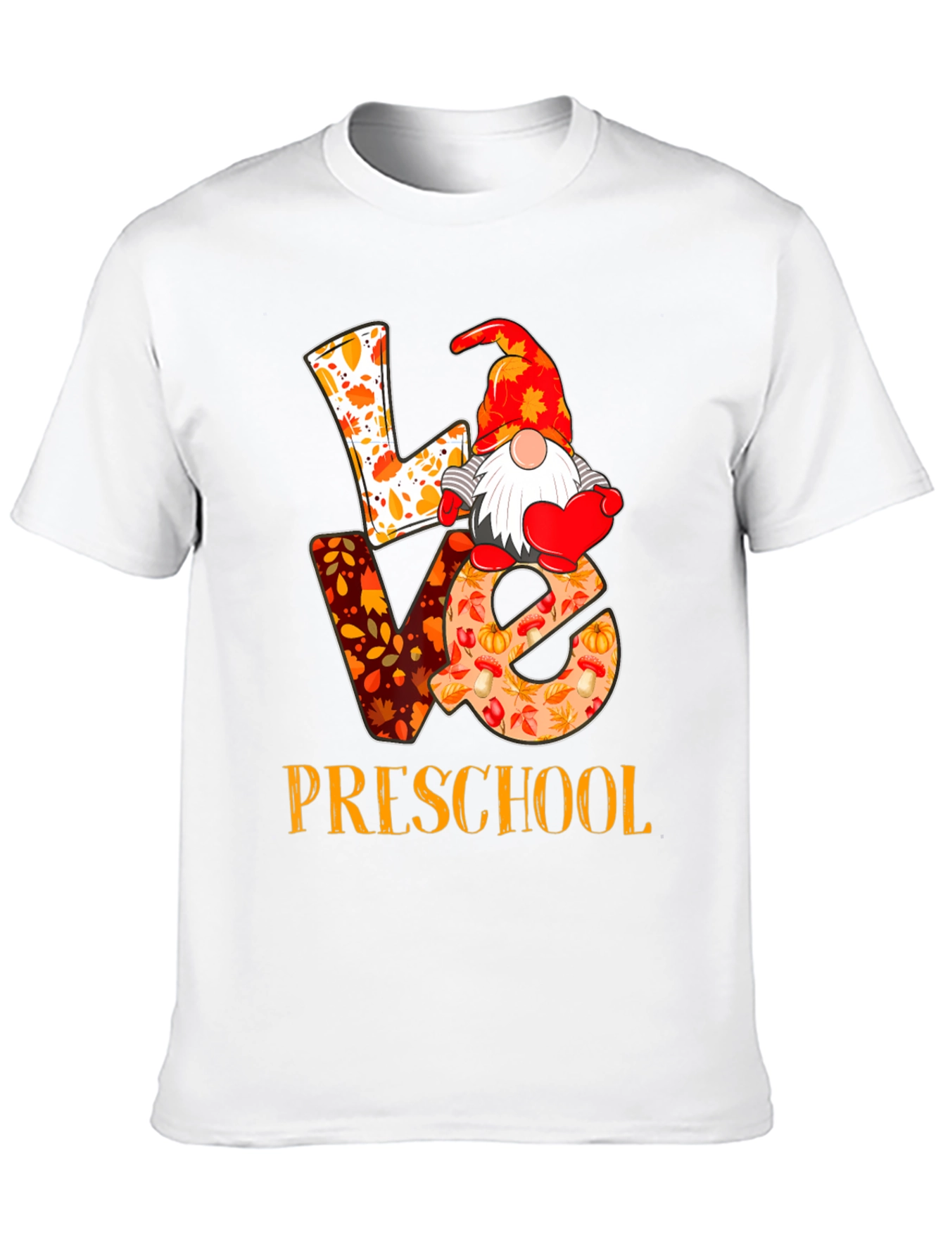 Love Preschool Fall Gnome Teacher T-Shirt