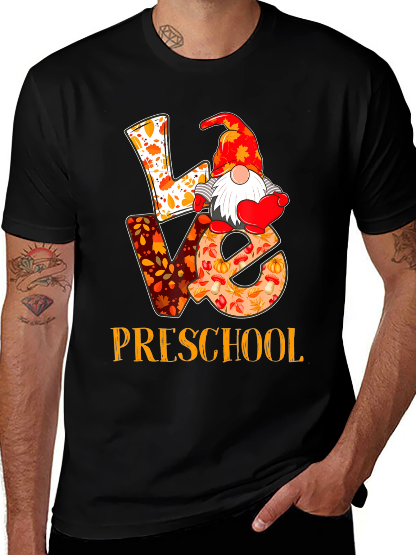Love Preschool Fall Gnome Teacher T-Shirt