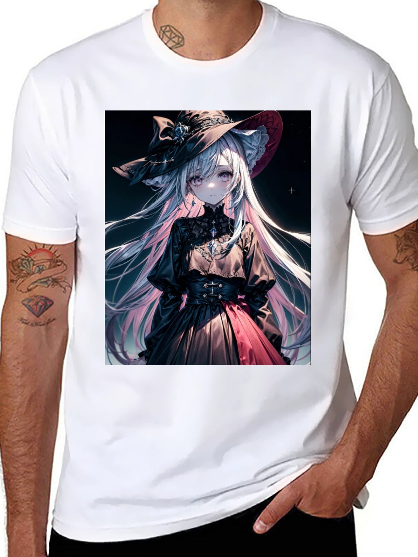 Anime Girl Graphic Tee - Stylish Black Cotton T-Shirt