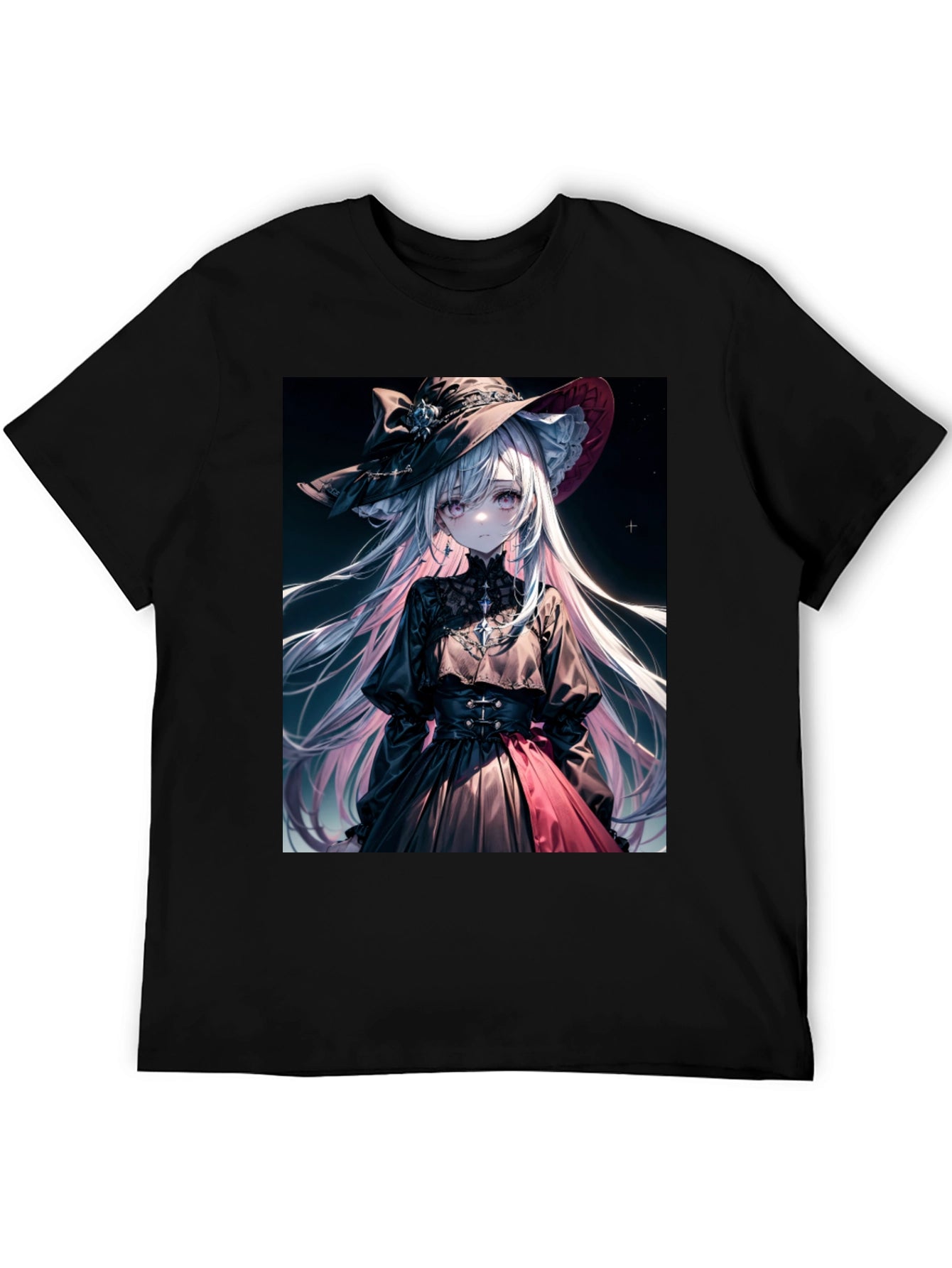 Anime Girl Graphic Tee - Stylish Black Cotton T-Shirt