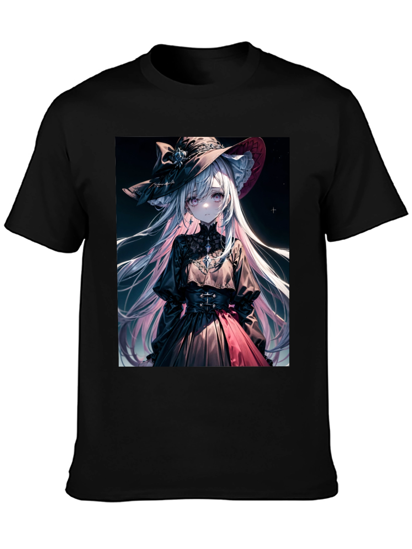 Anime Girl Graphic Tee - Stylish Black Cotton T-Shirt