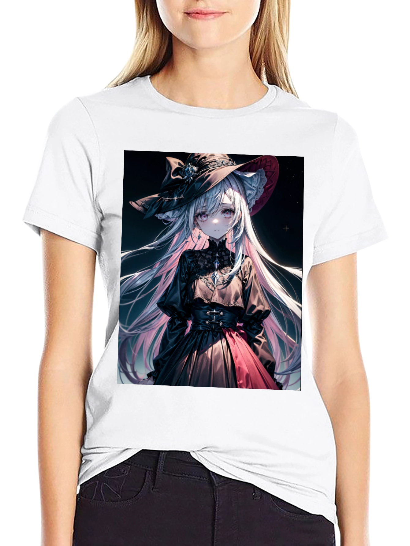 Anime Girl Graphic Tee - Stylish Black Cotton T-Shirt