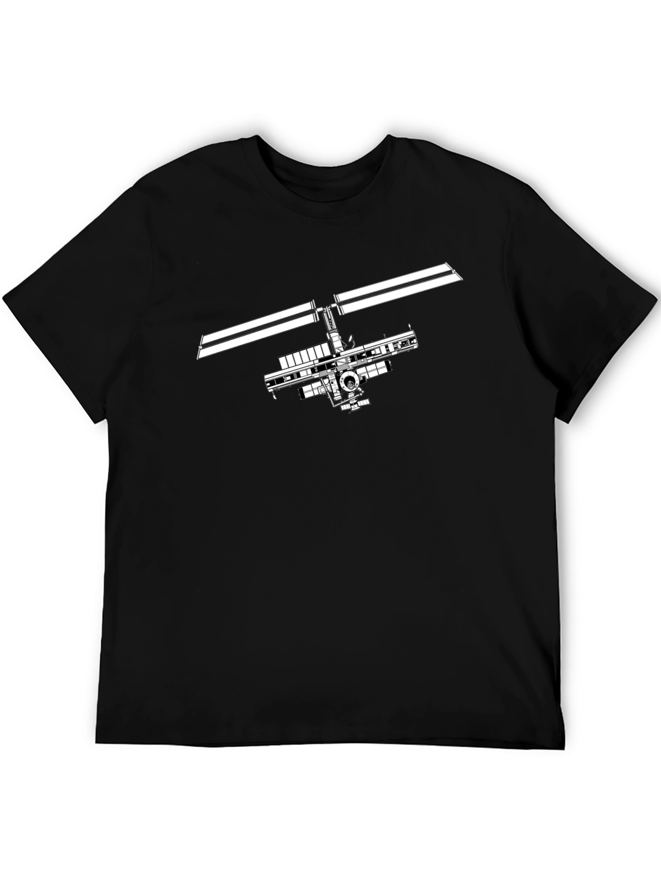 Space Station Graphic Tee - Modern Black T-Shirt