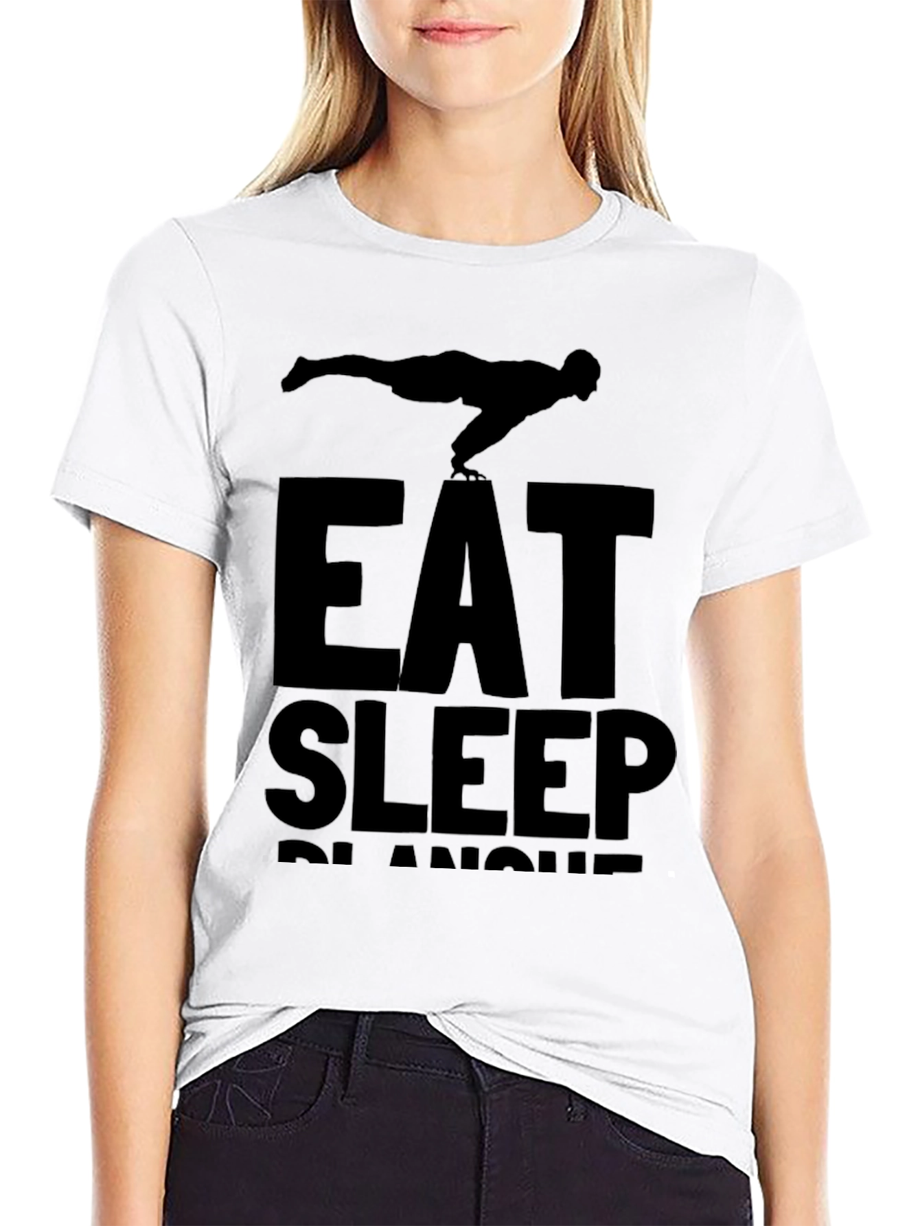 Eat Sleep Planche Black T-Shirt Gym Fitness