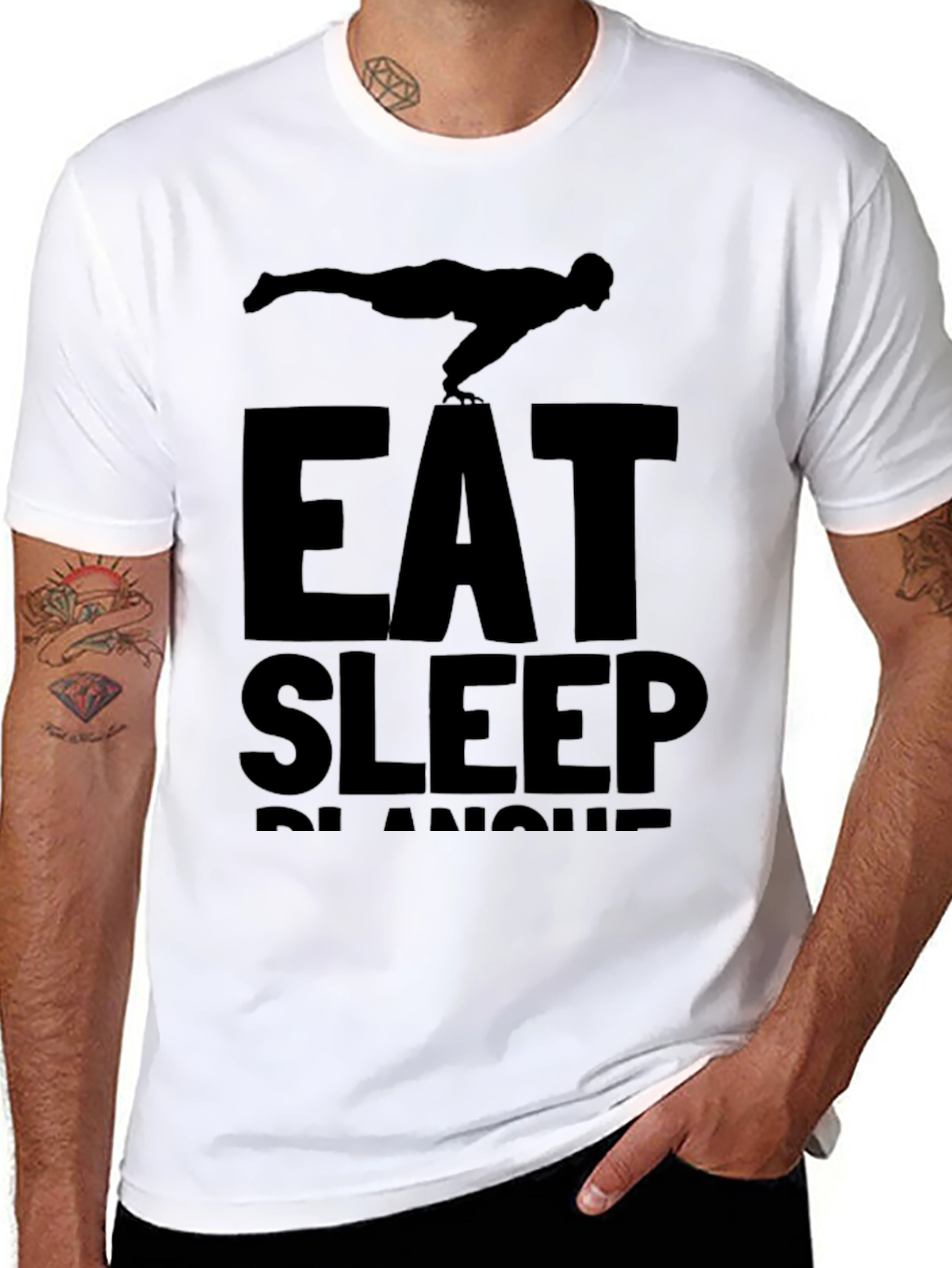 Eat Sleep Planche Black T-Shirt Gym Fitness