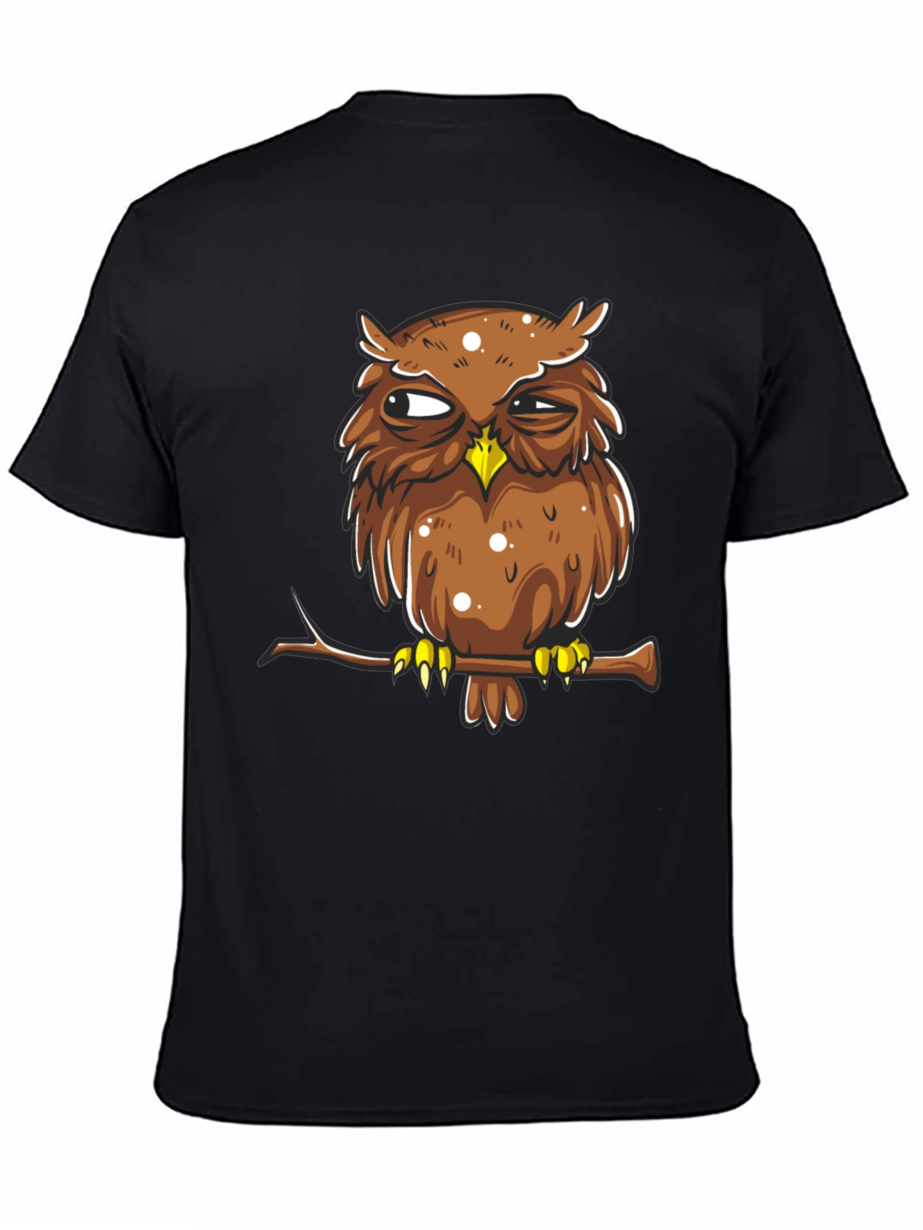 Grumpy Owl Graphic Tee - Mens Black Cotton T-Shirt