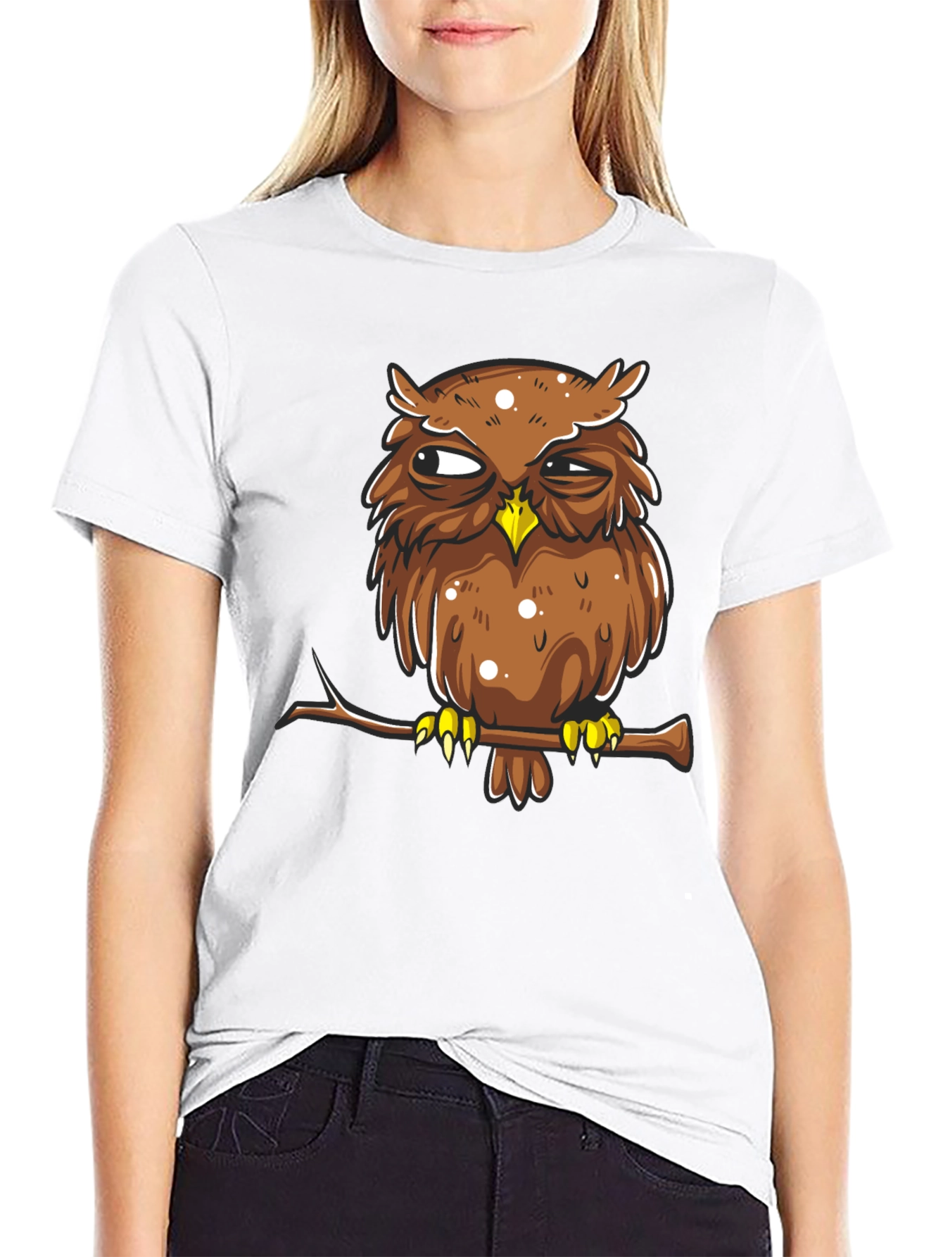 Grumpy Owl Graphic Tee - Mens Black Cotton T-Shirt