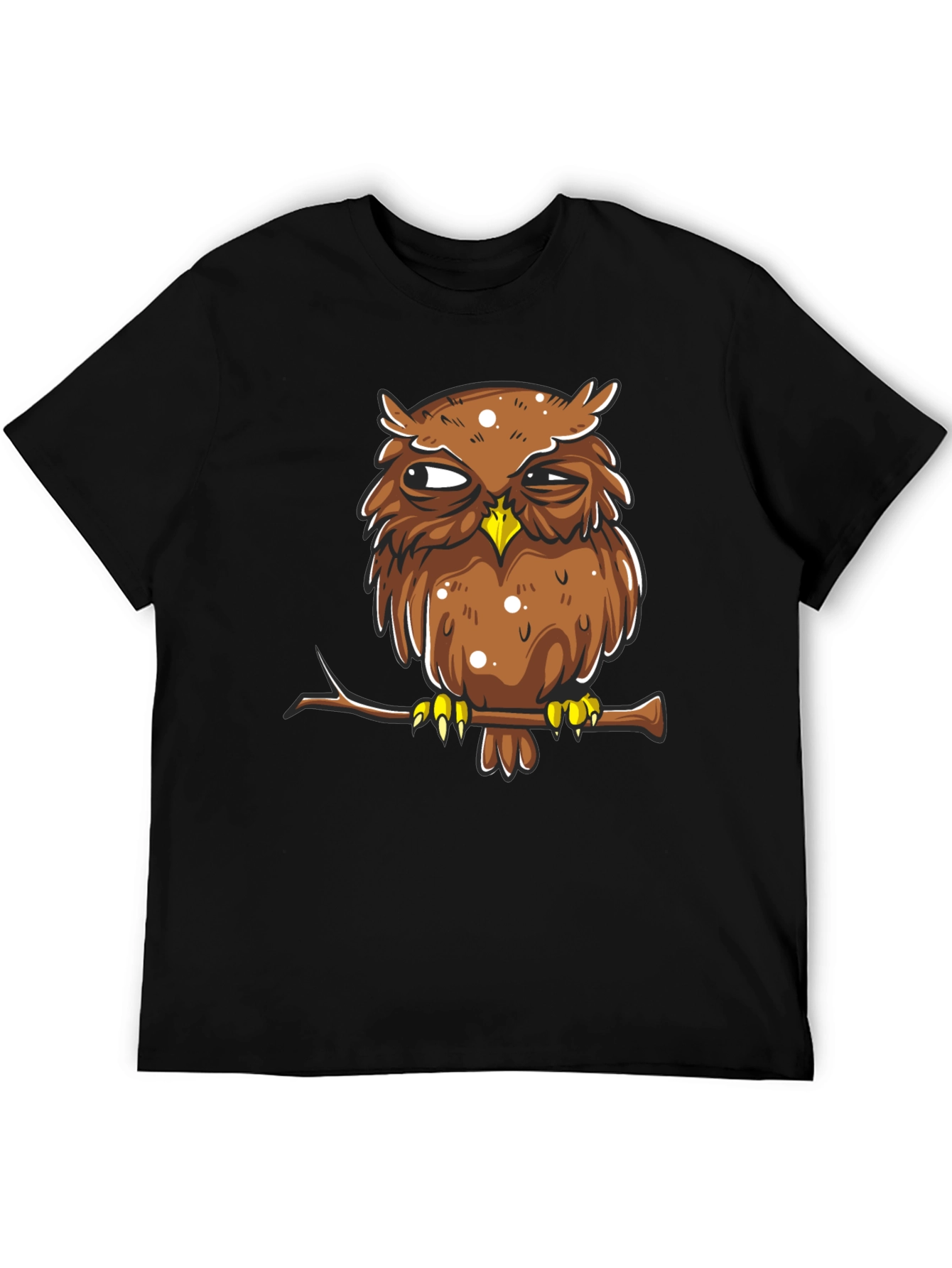 Grumpy Owl Graphic Tee - Mens Black Cotton T-Shirt