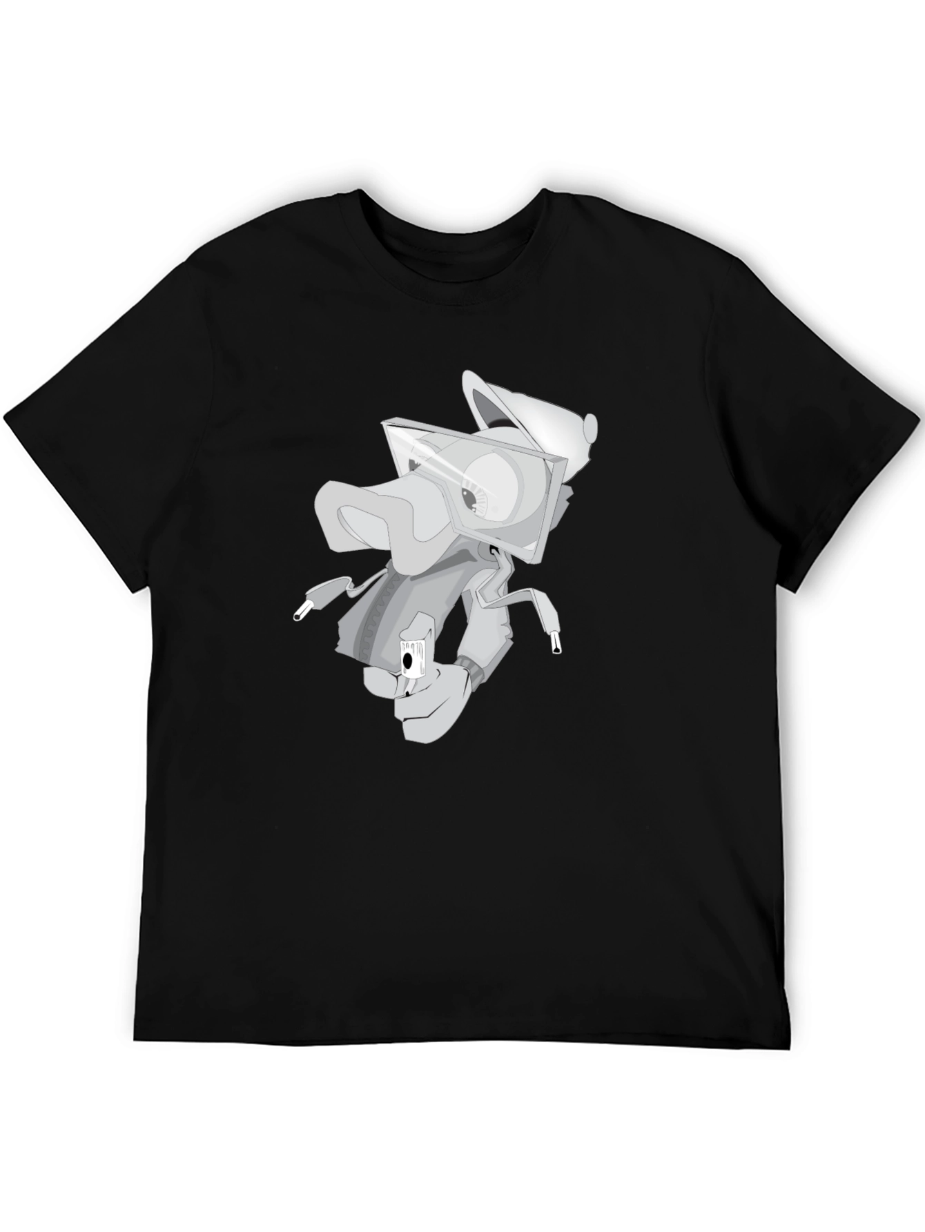 Trendy Graphic Tee: Urban Cartoon Robot Design