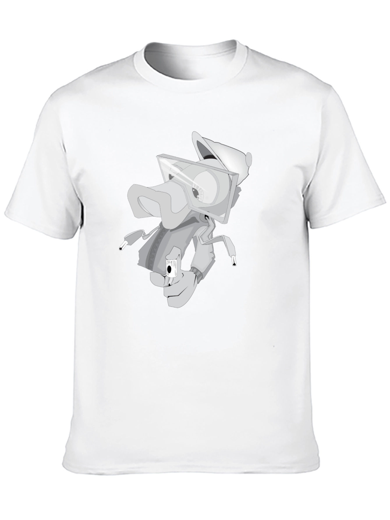 Trendy Graphic Tee: Urban Cartoon Robot Design