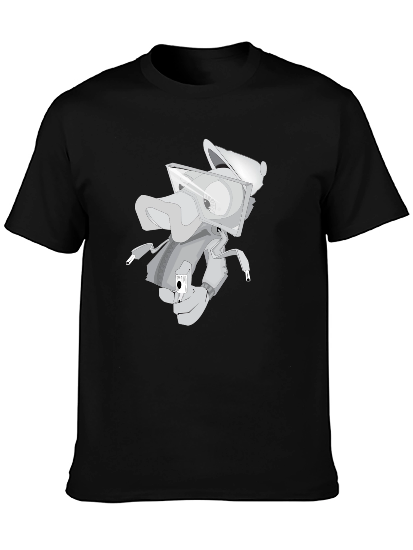 Trendy Graphic Tee: Urban Cartoon Robot Design