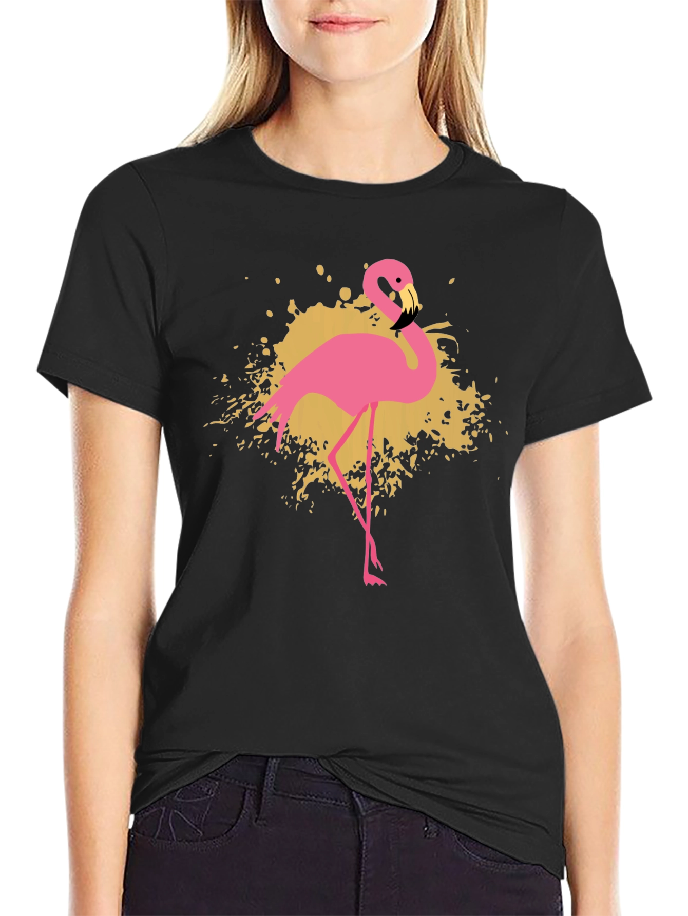 Flamingo Graphic T-Shirt - Stylish Black Tee