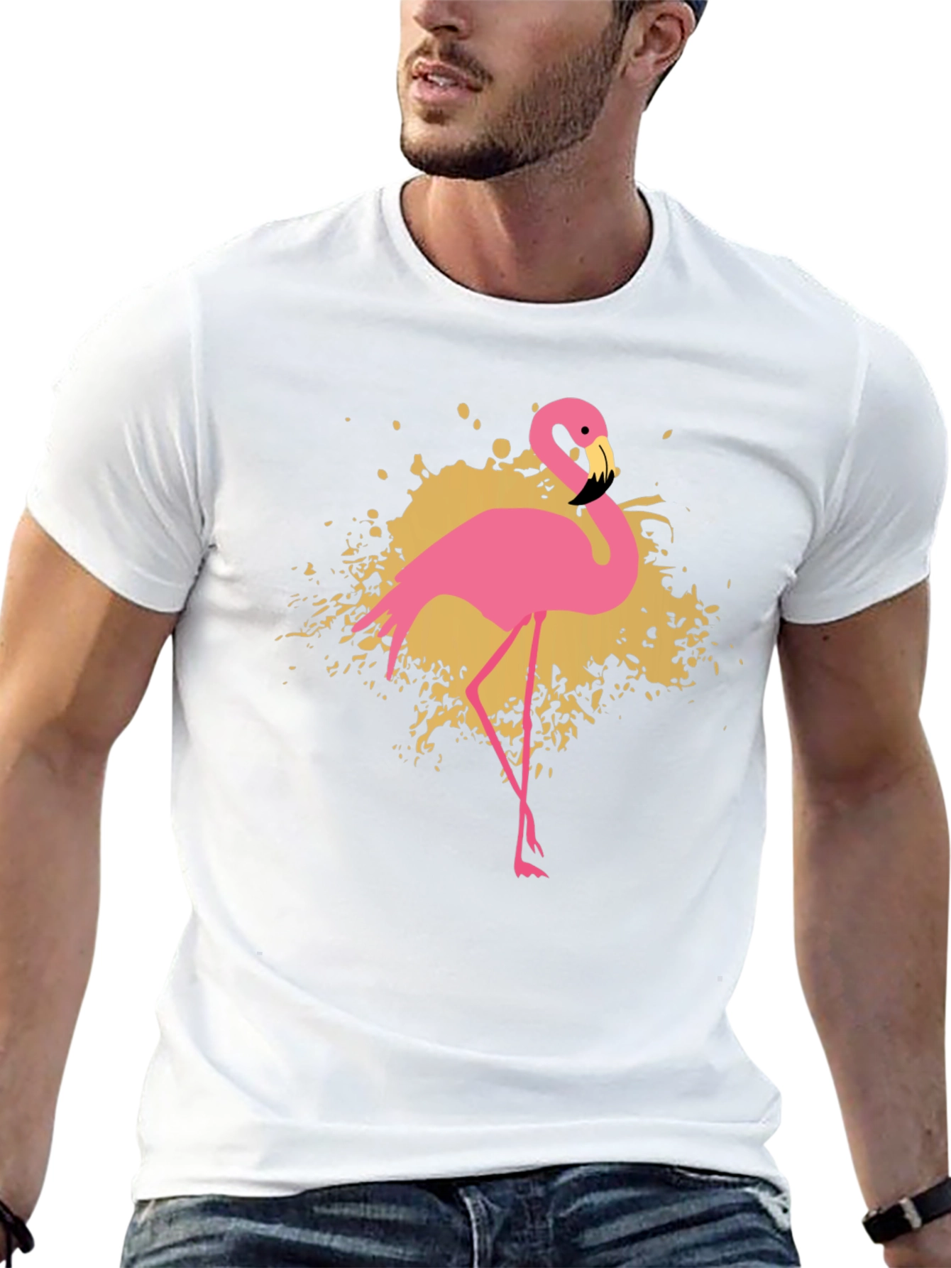 Flamingo Graphic T-Shirt - Stylish Black Tee