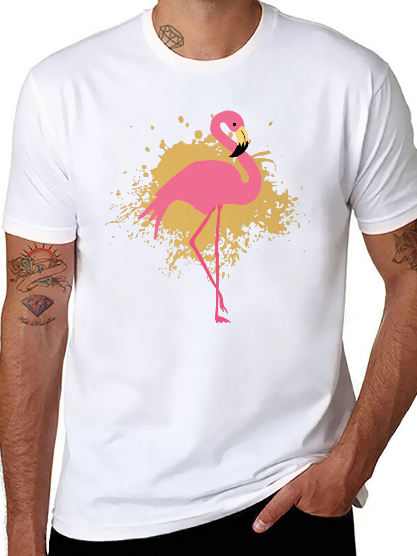 Flamingo Graphic T-Shirt - Stylish Black Tee