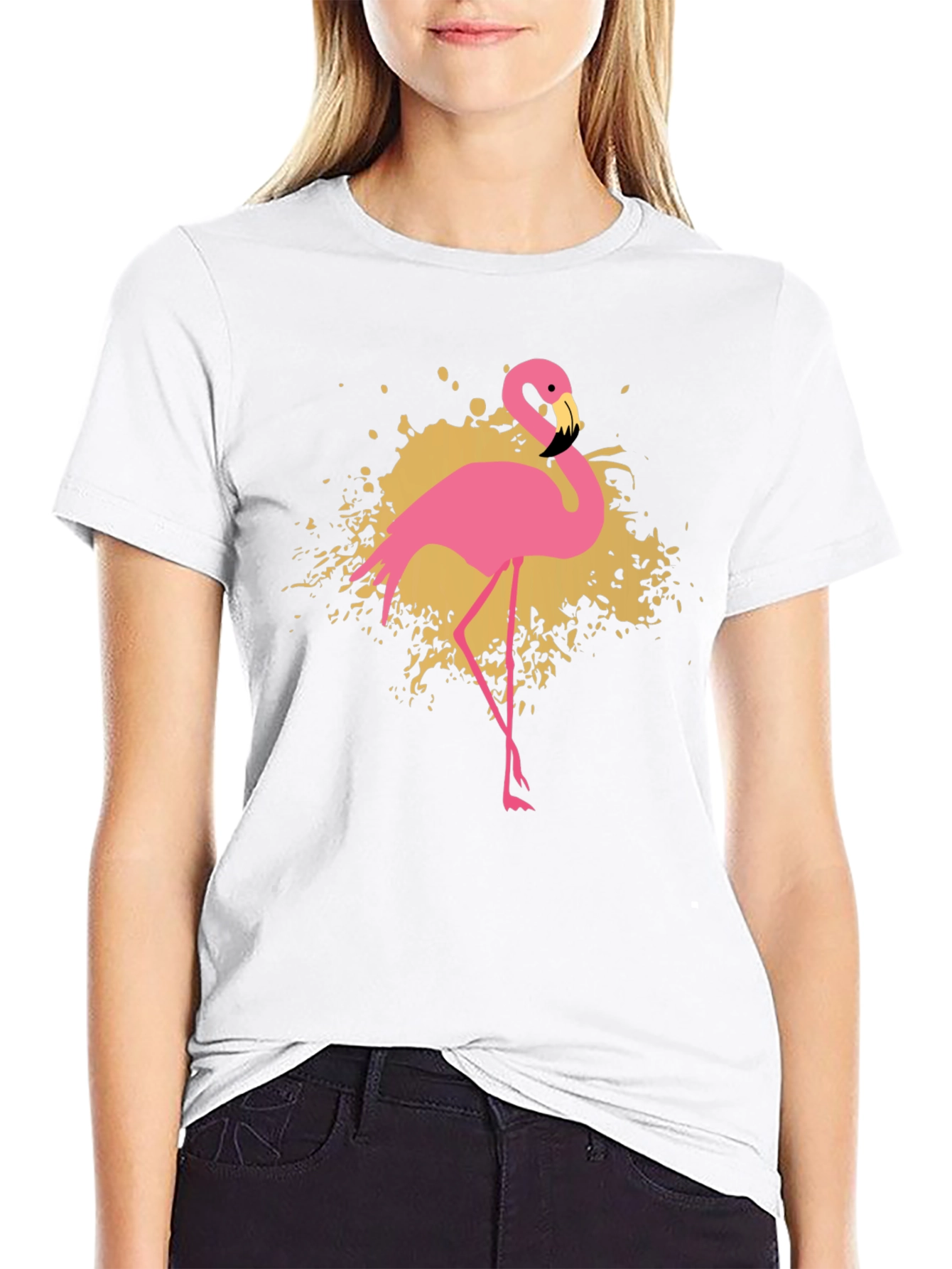 Flamingo Graphic T-Shirt - Stylish Black Tee