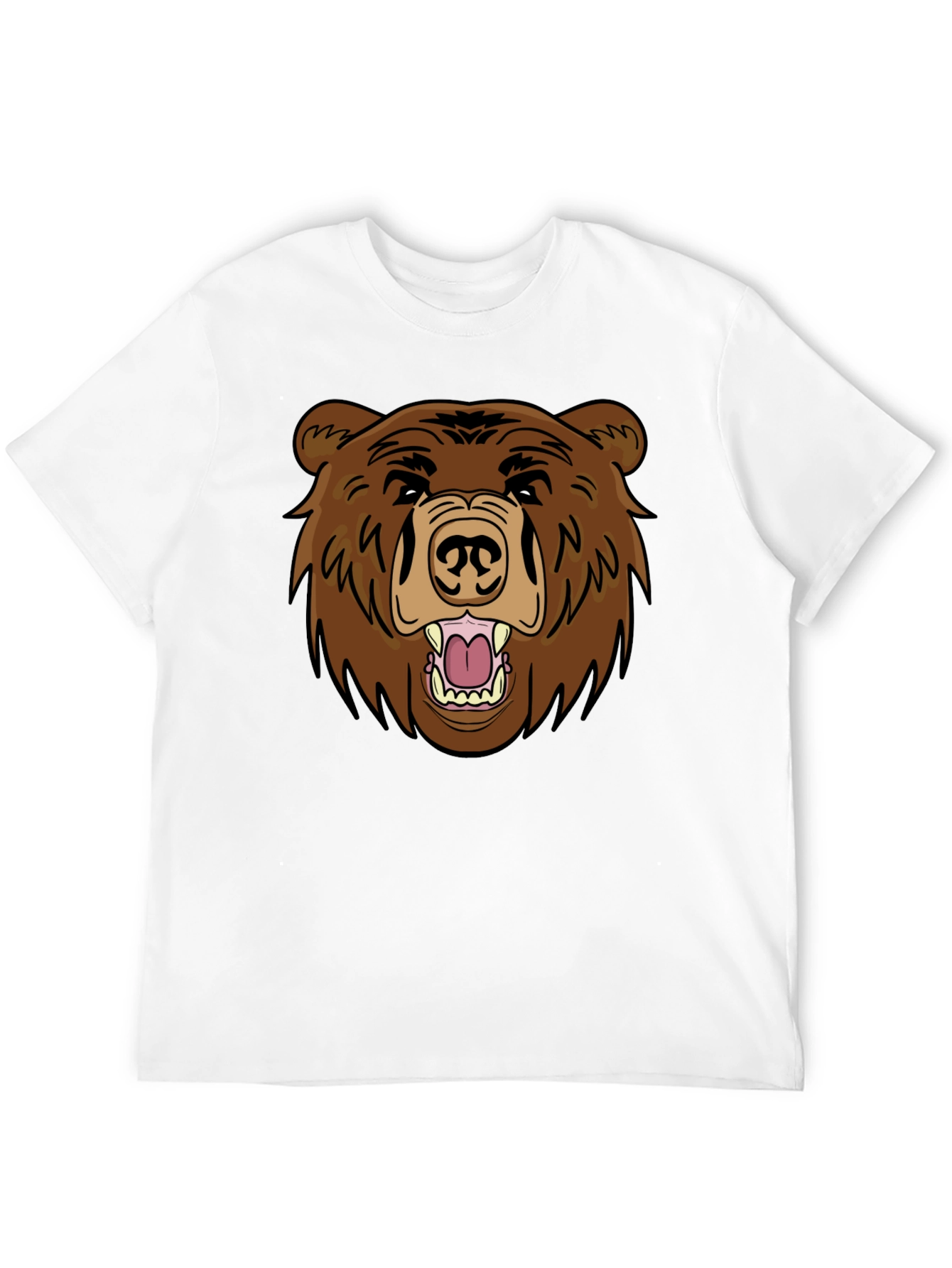 Mens Black T-Shirt with Brown Bear Graphic