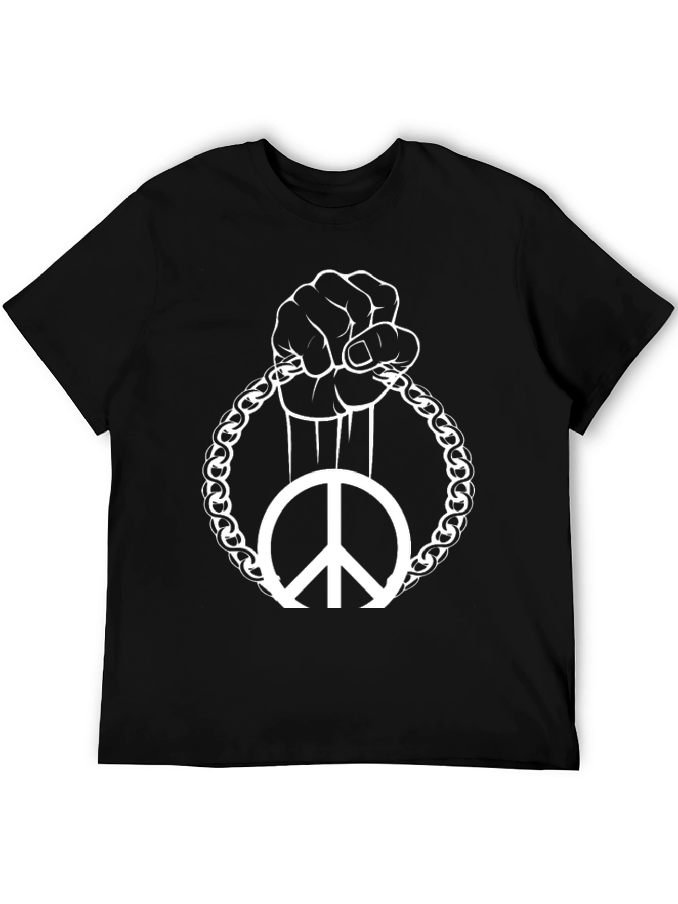 Peace Sign Fist Chain Black Graphic Tee