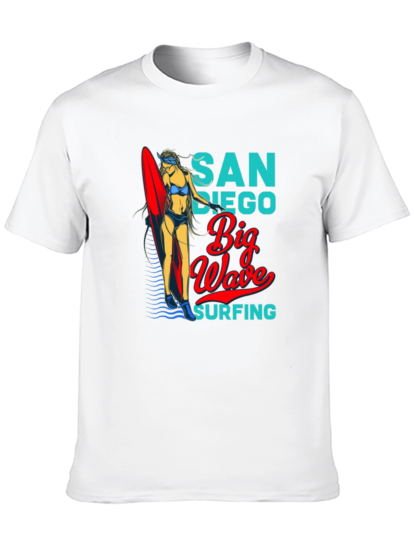 San Diego Big Wave Surfing Graphic T-Shirt