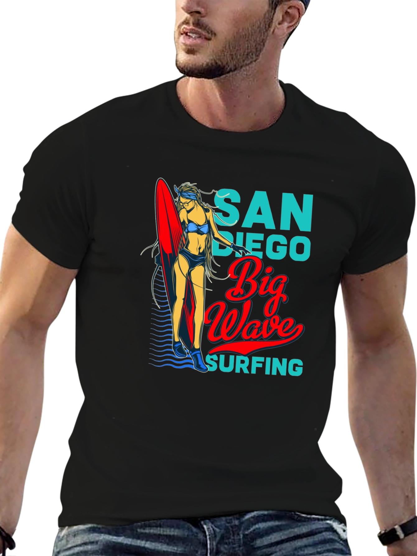San Diego Big Wave Surfing Graphic T-Shirt